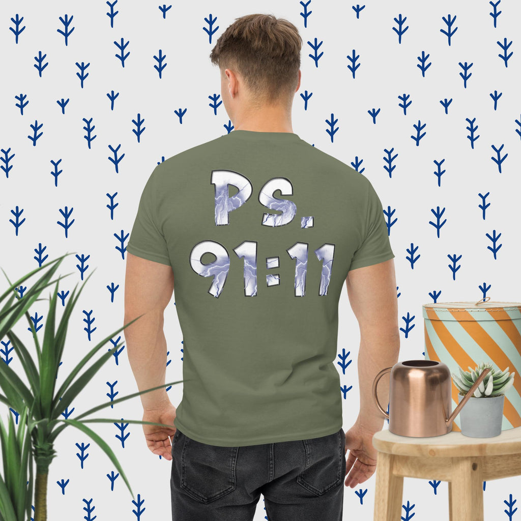 Ps. 91:11 Angel Blue Fire - Men's classic tee