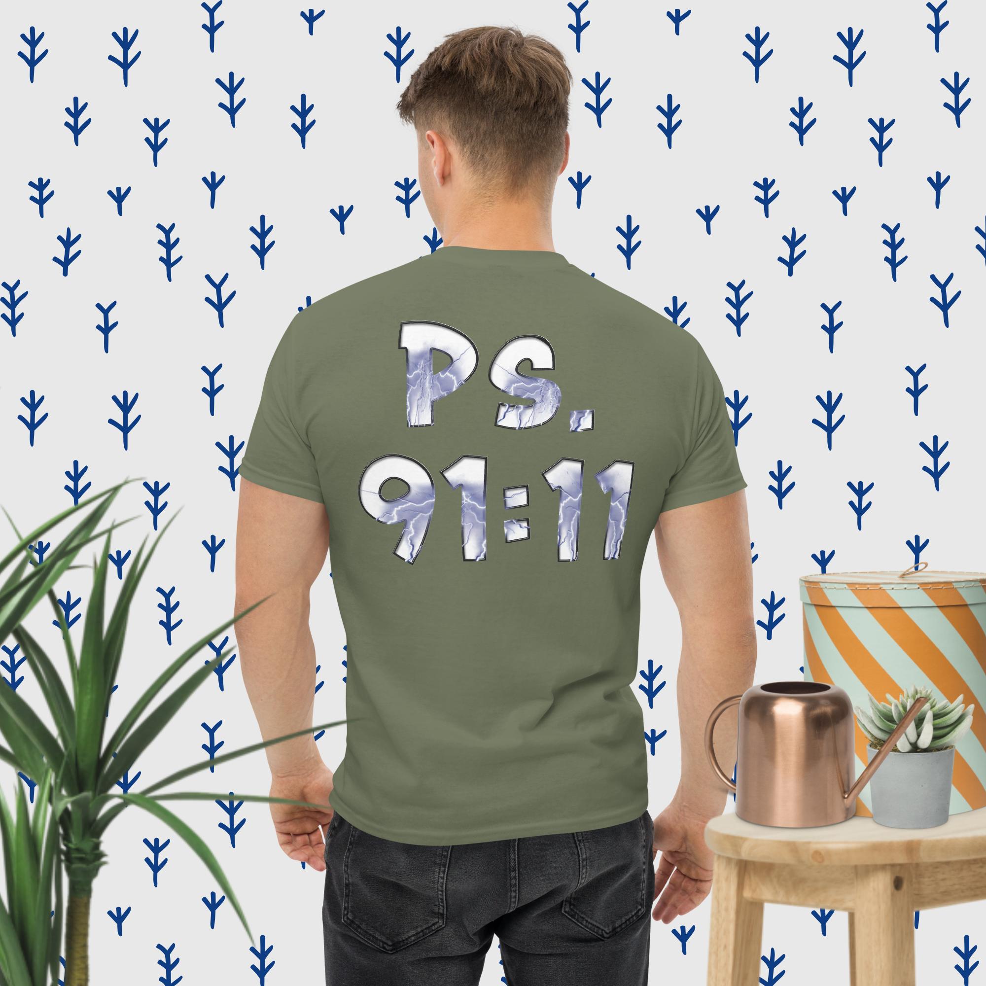 Ps. 91:11 Angel Blue Fire - Men's classic tee