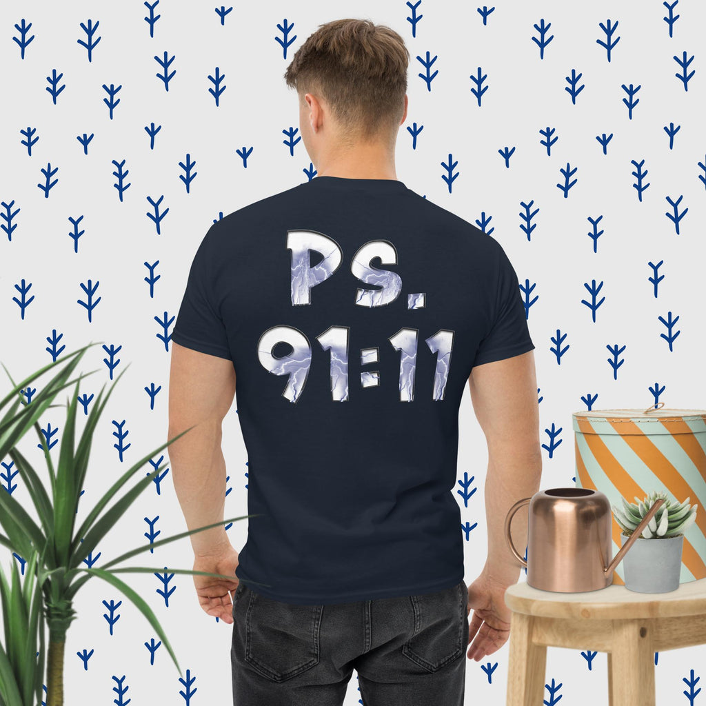 Ps. 91:11 Angel Blue Fire - Men's classic tee