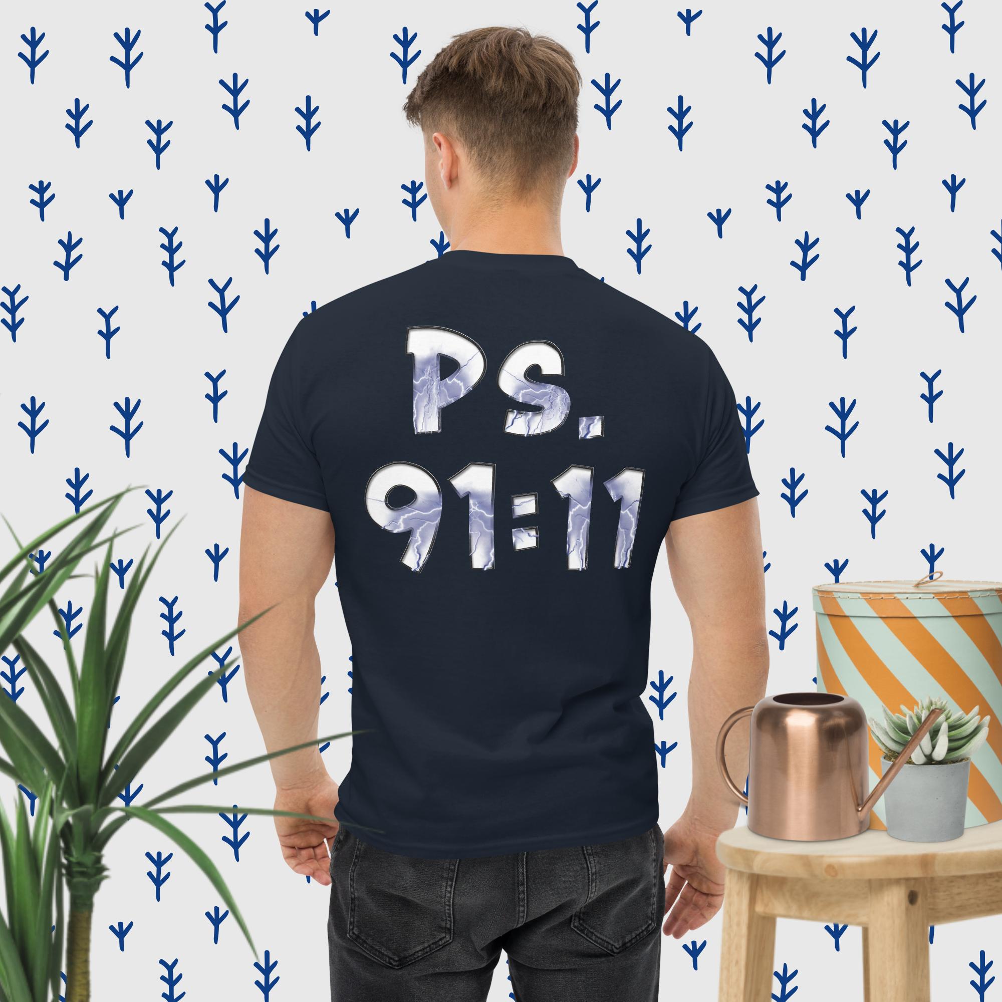 Ps. 91:11 Angel Blue Fire - Men's classic tee