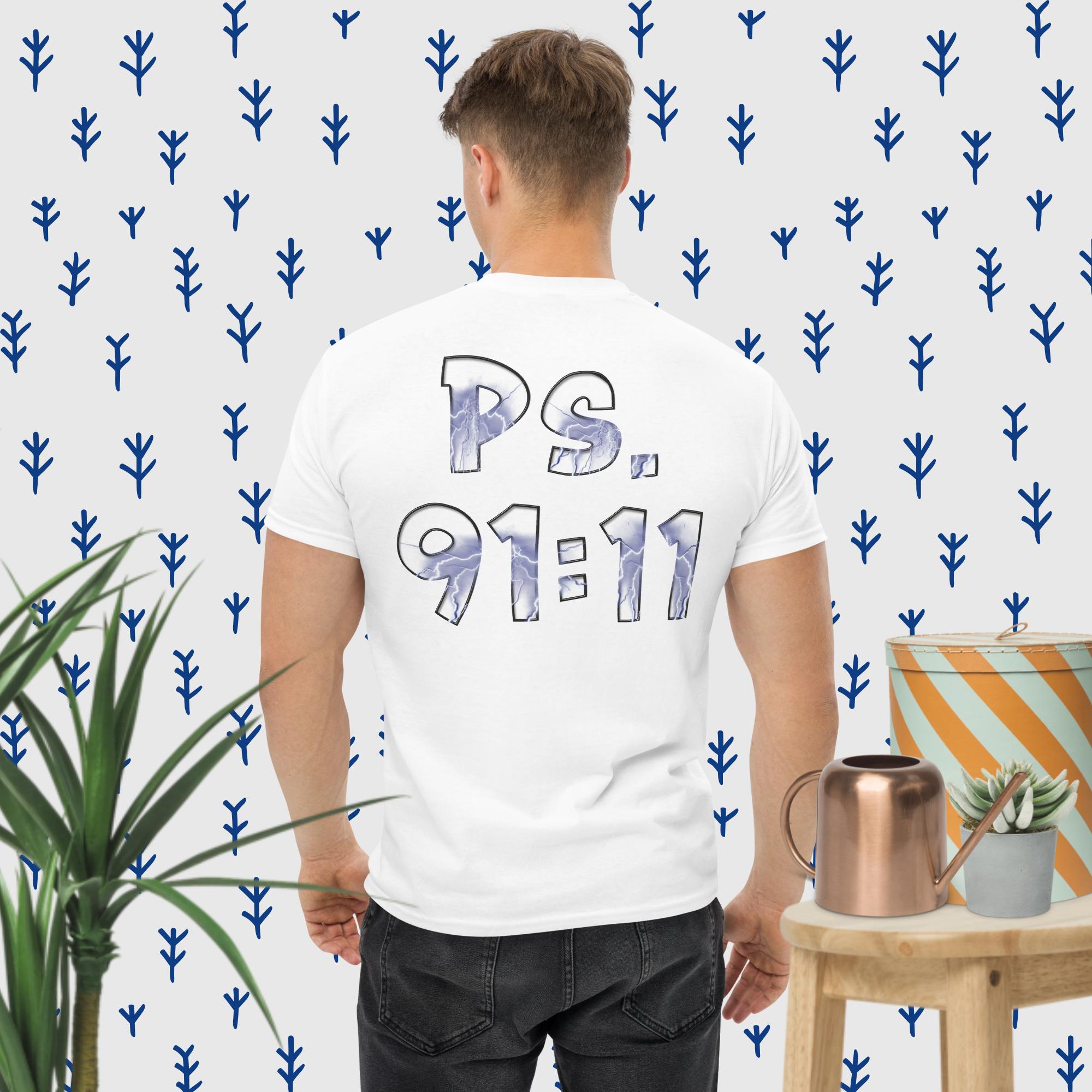 Ps. 91:11 Angel Blue Fire - Men's classic tee