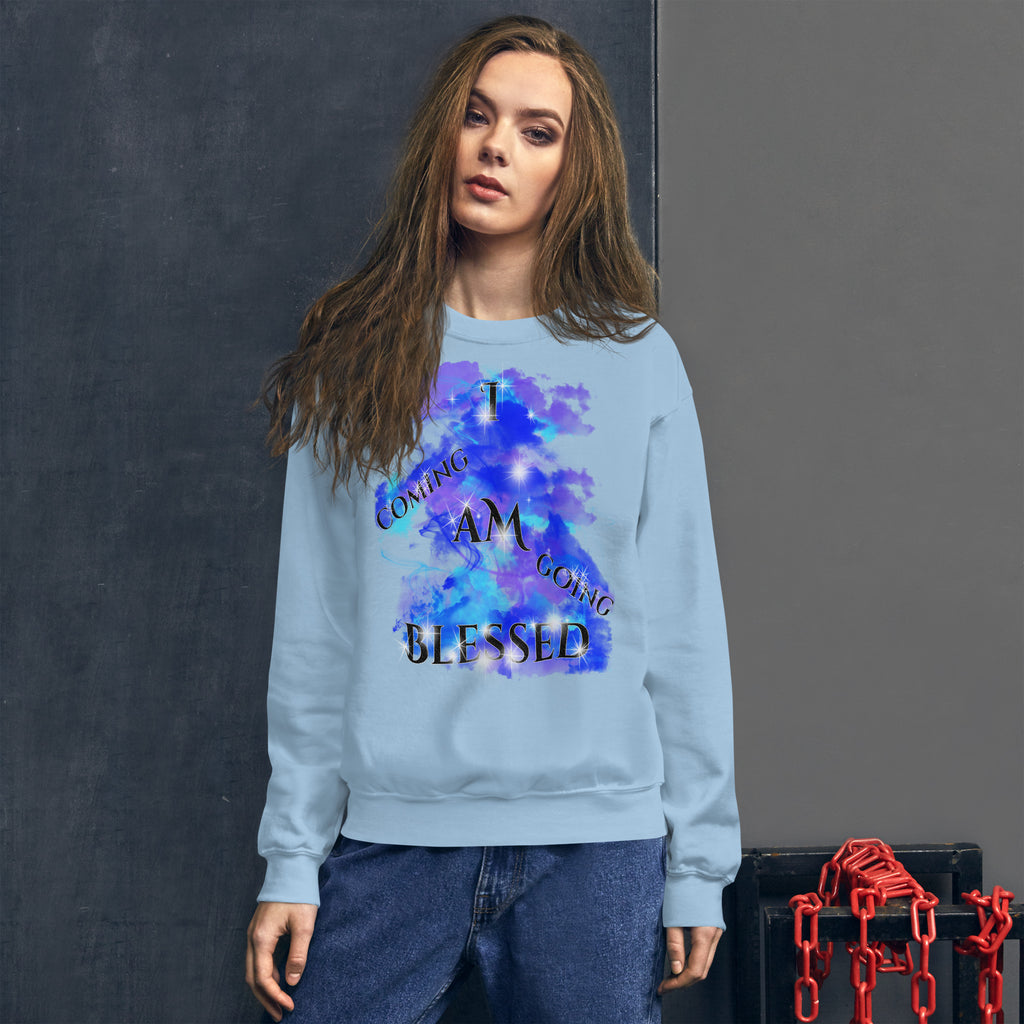 I AM BLESSED COMING & GOING BLACK LETRNG (Unisex Sweatshirt)