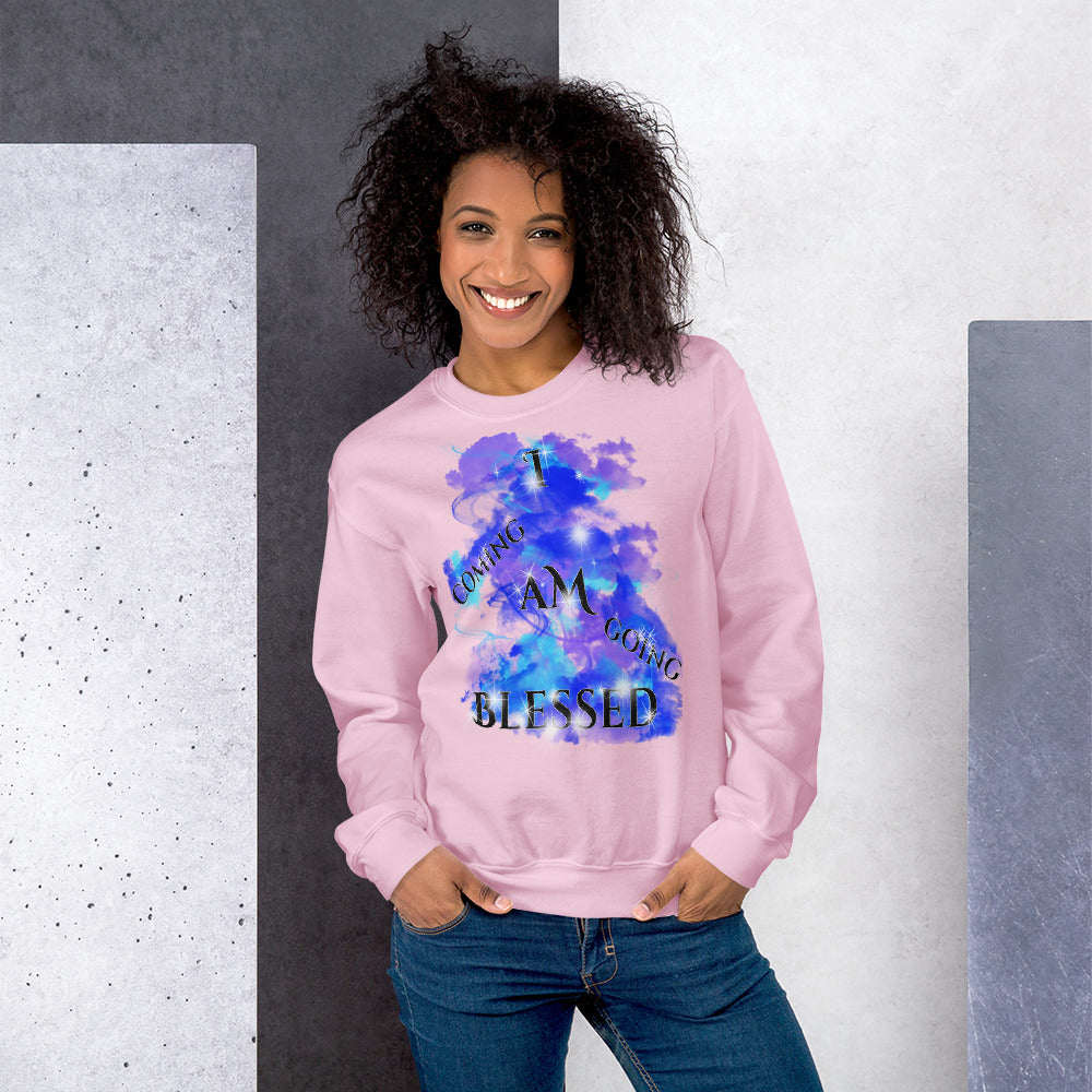 I AM BLESSED COMING & GOING BLACK LETRNG (Unisex Sweatshirt)