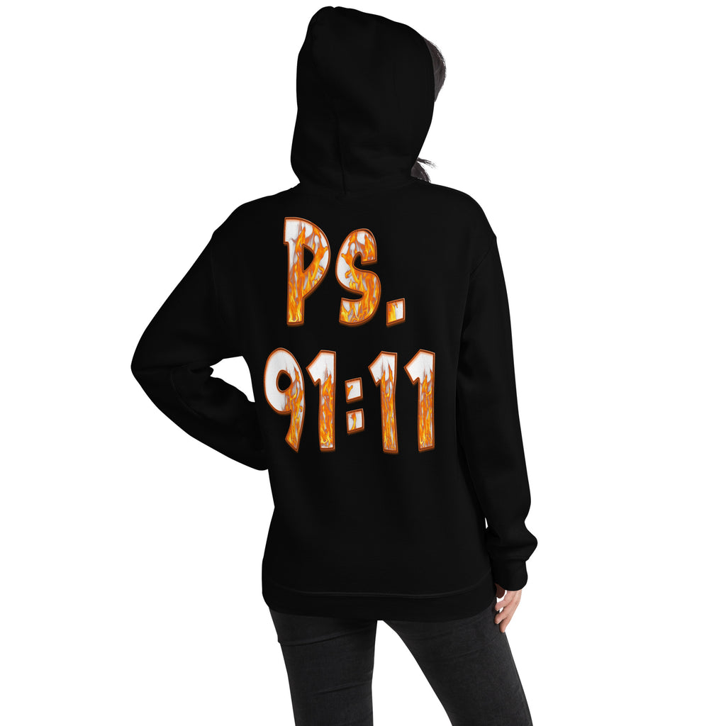 He Has Given His Angels Charge Ps. 91:11 Fiery Yellow & Orange -  Unisex Hoodie (GILDAN 18500)