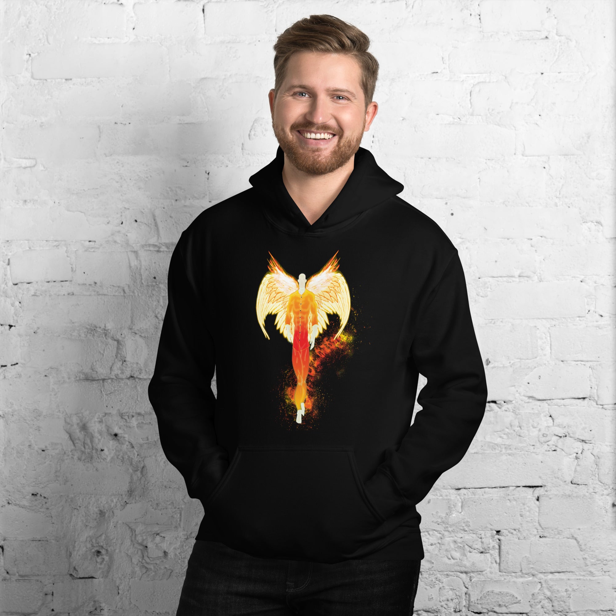 He Has Given His Angels Charge Ps. 91:11 Fiery Yellow & Orange -  Unisex Hoodie (GILDAN 18500)