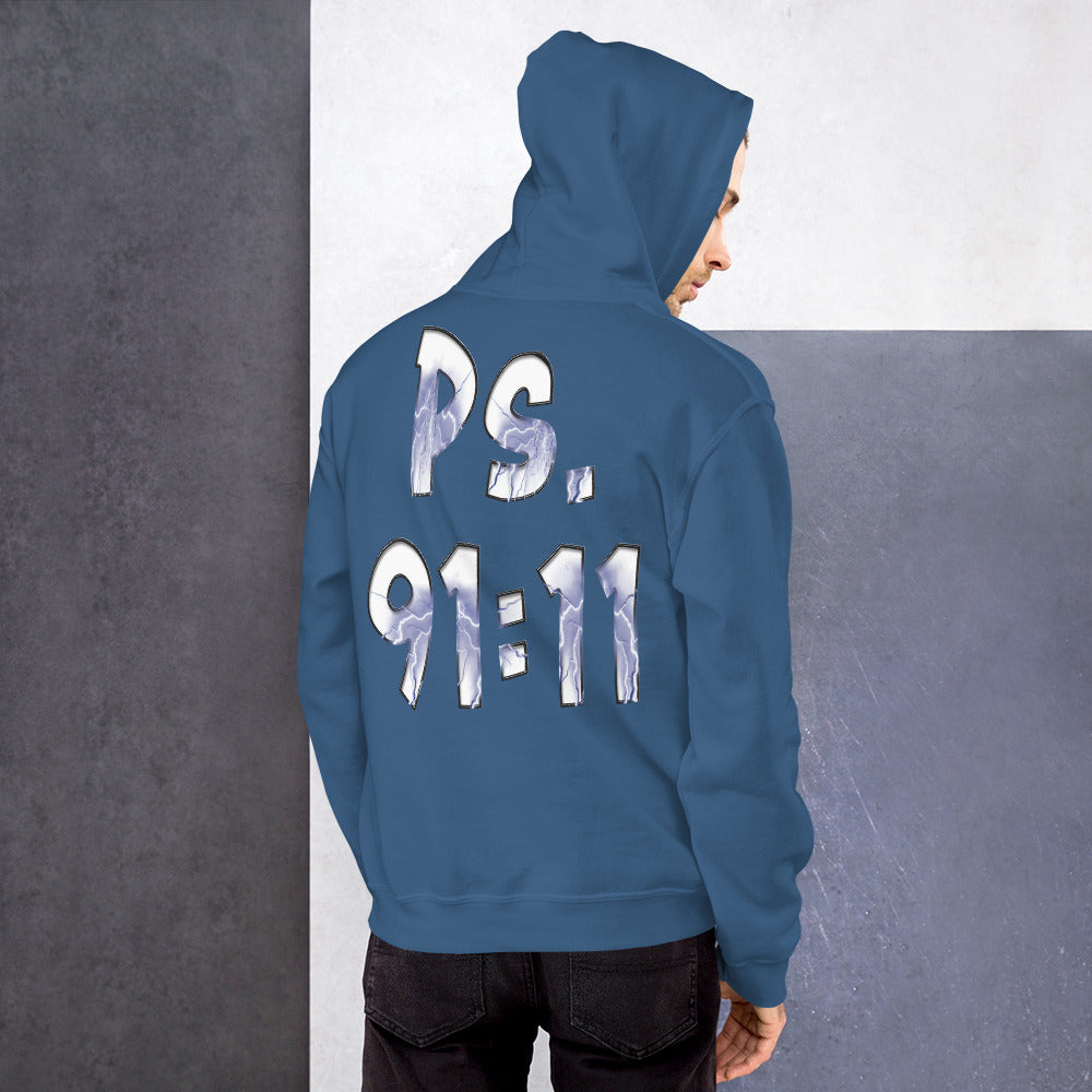 He Will Give Has Angles Charge Ps 91:11 Fiery Blue - Unisex Hoodie (GILDAN 18500)