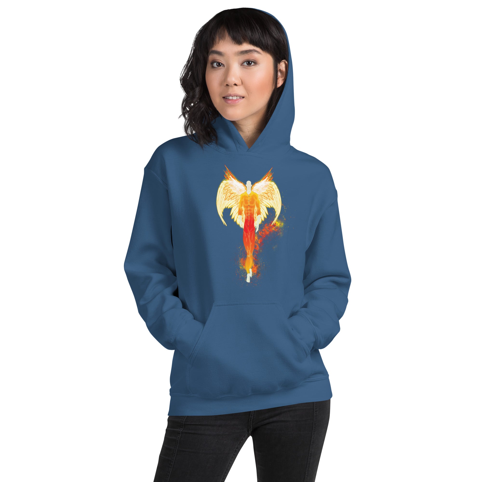 He Has Given His Angels Charge Ps. 91:11 Fiery Yellow & Orange -  Unisex Hoodie (GILDAN 18500)