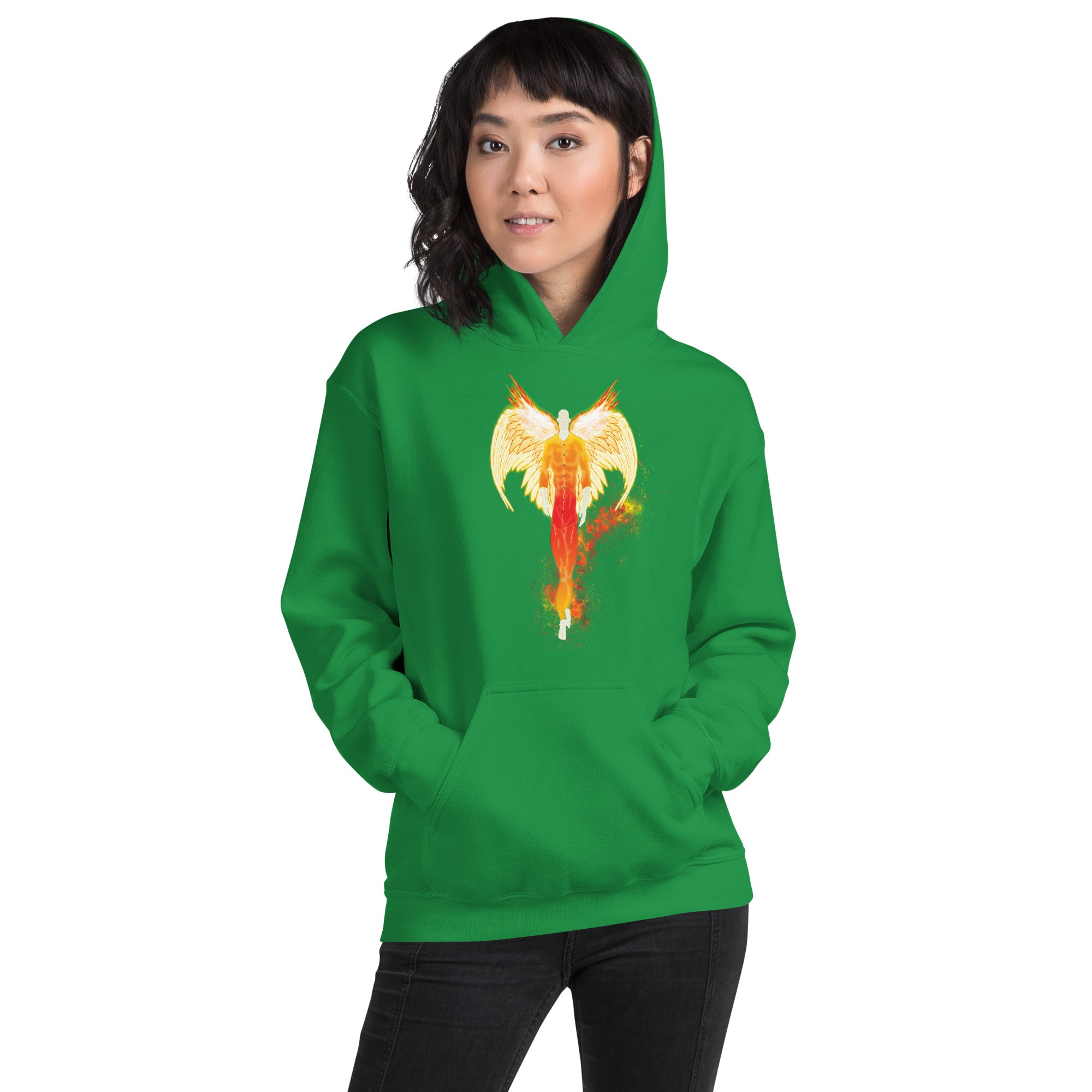 He Has Given His Angels Charge Ps. 91:11 Fiery Yellow & Orange -  Unisex Hoodie (GILDAN 18500)