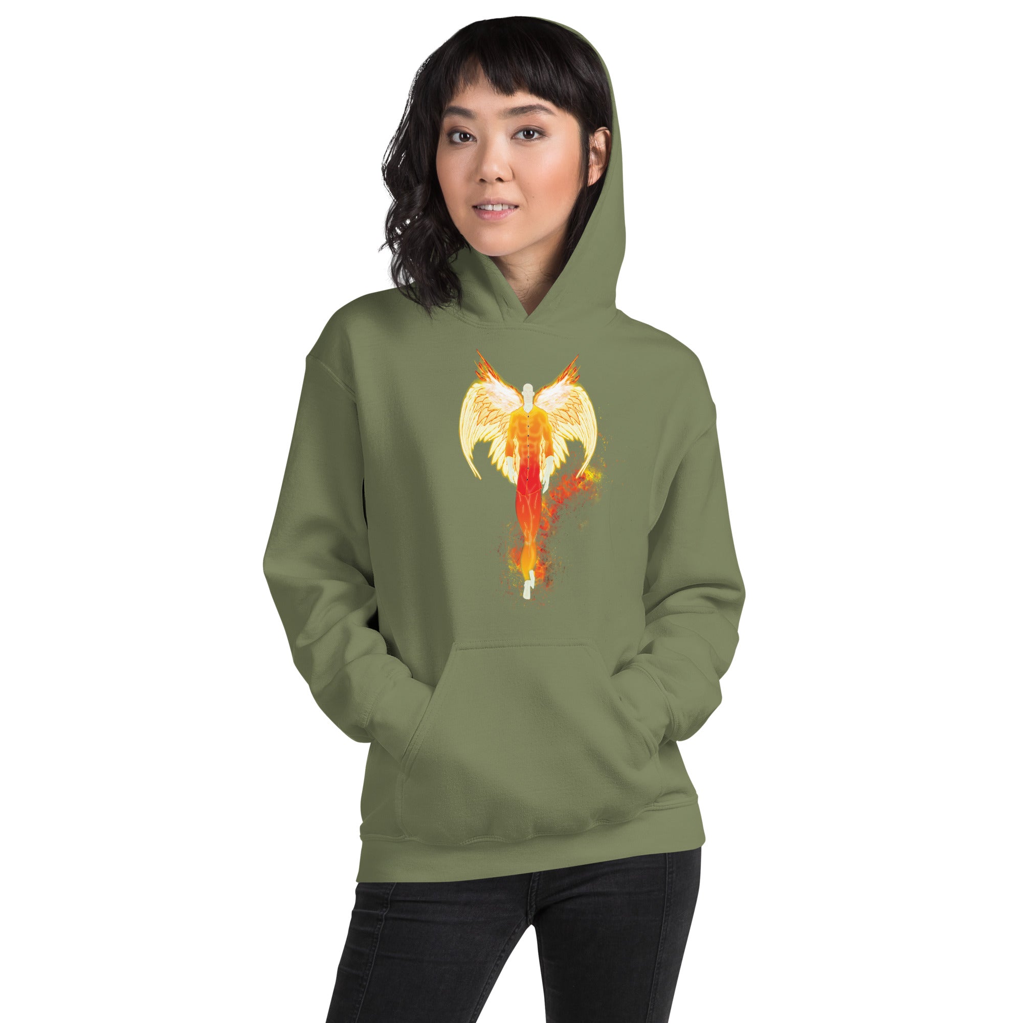 He Has Given His Angels Charge Ps. 91:11 Fiery Yellow & Orange -  Unisex Hoodie (GILDAN 18500)