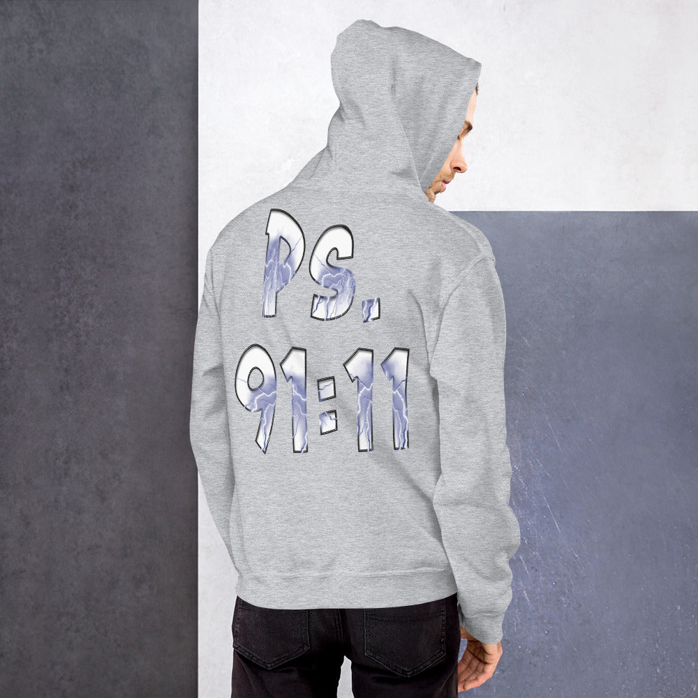 He Will Give Has Angles Charge Ps 91:11 Fiery Blue - Unisex Hoodie (GILDAN 18500)