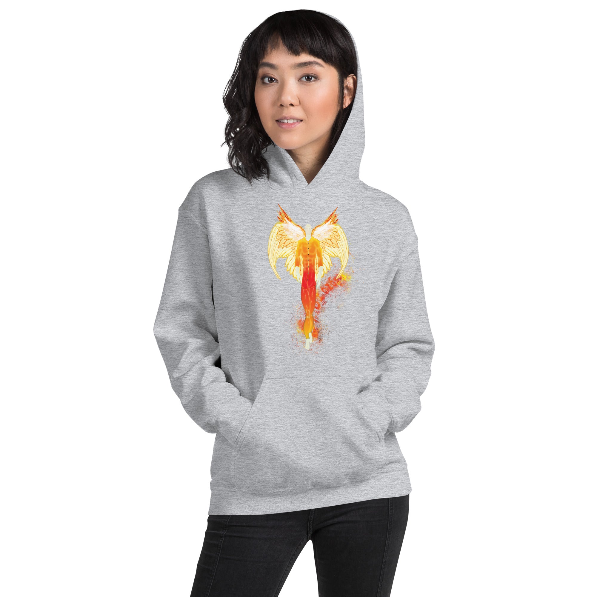 He Has Given His Angels Charge Ps. 91:11 Fiery Yellow & Orange -  Unisex Hoodie (GILDAN 18500)