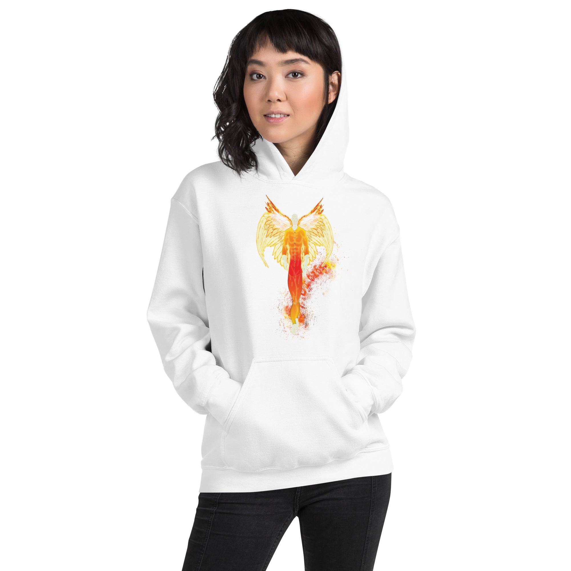 He Has Given His Angels Charge Ps. 91:11 Fiery Yellow & Orange -  Unisex Hoodie (GILDAN 18500)