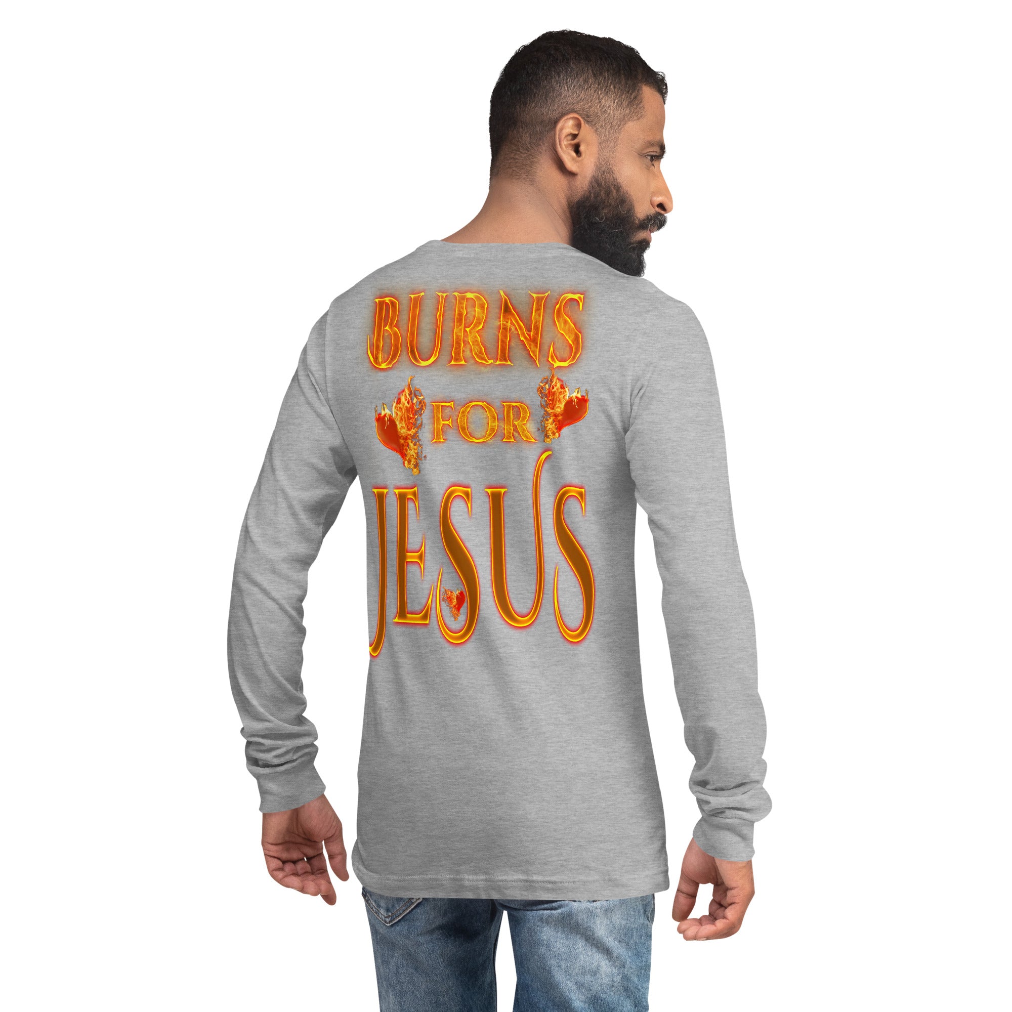 My Heart Burns For Jesus (Unisex Long Sleeve Tee) (Sizes Run Small) Gildan 2400