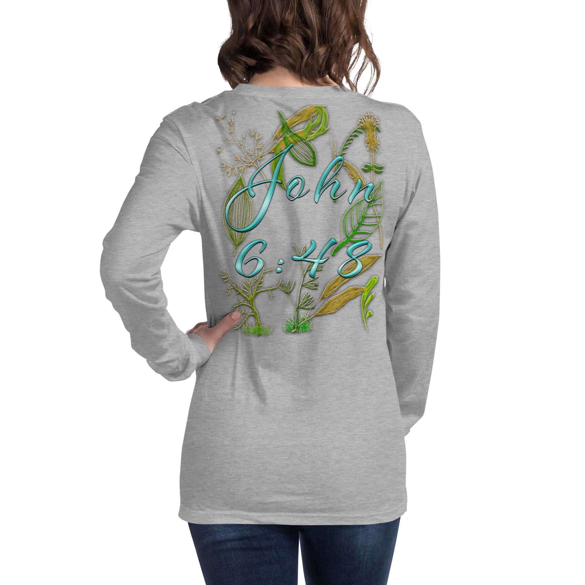 Jesus Bread of Life John 6:48 - Unisex Long Sleeve Tee | Bella + Canvas 3501 - (Sizes Run Small)