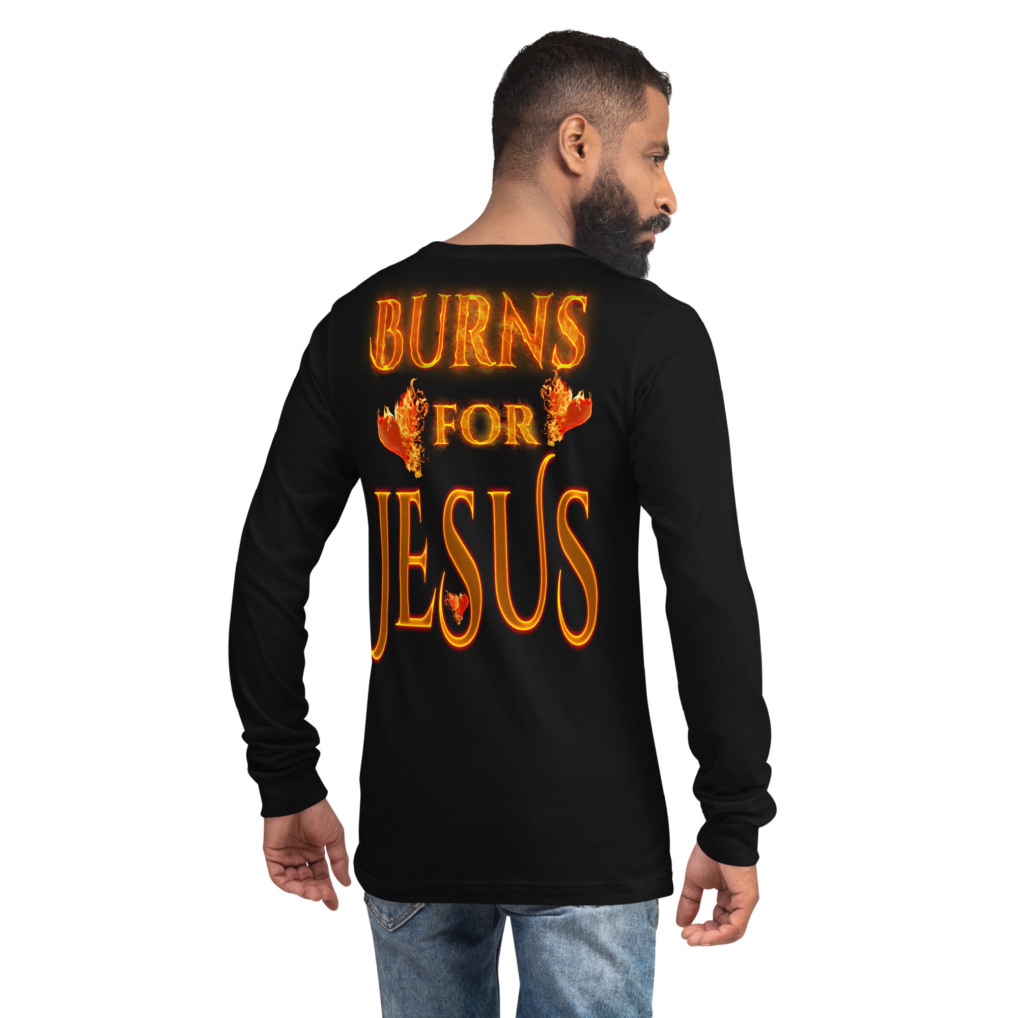 My Heart Burns For Jesus (Unisex Long Sleeve Tee) (Sizes Run Small) Gildan 2400