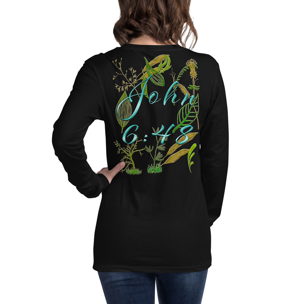 Jesus Bread of Life John 6:48 - Unisex Long Sleeve Tee | Bella + Canvas 3501 - (Sizes Run Small)