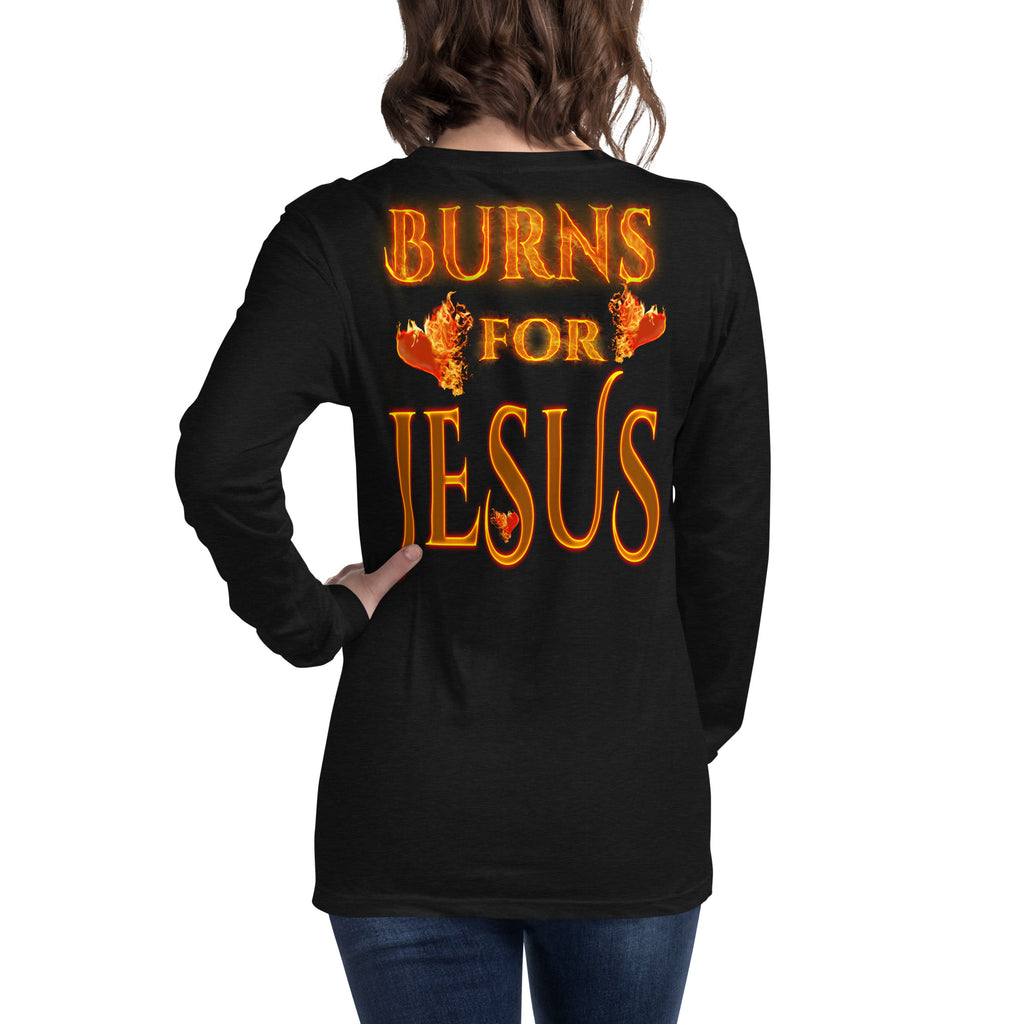 My Heart Burns For Jesus (Unisex Long Sleeve Tee) (Sizes Run Small) Gildan 2400
