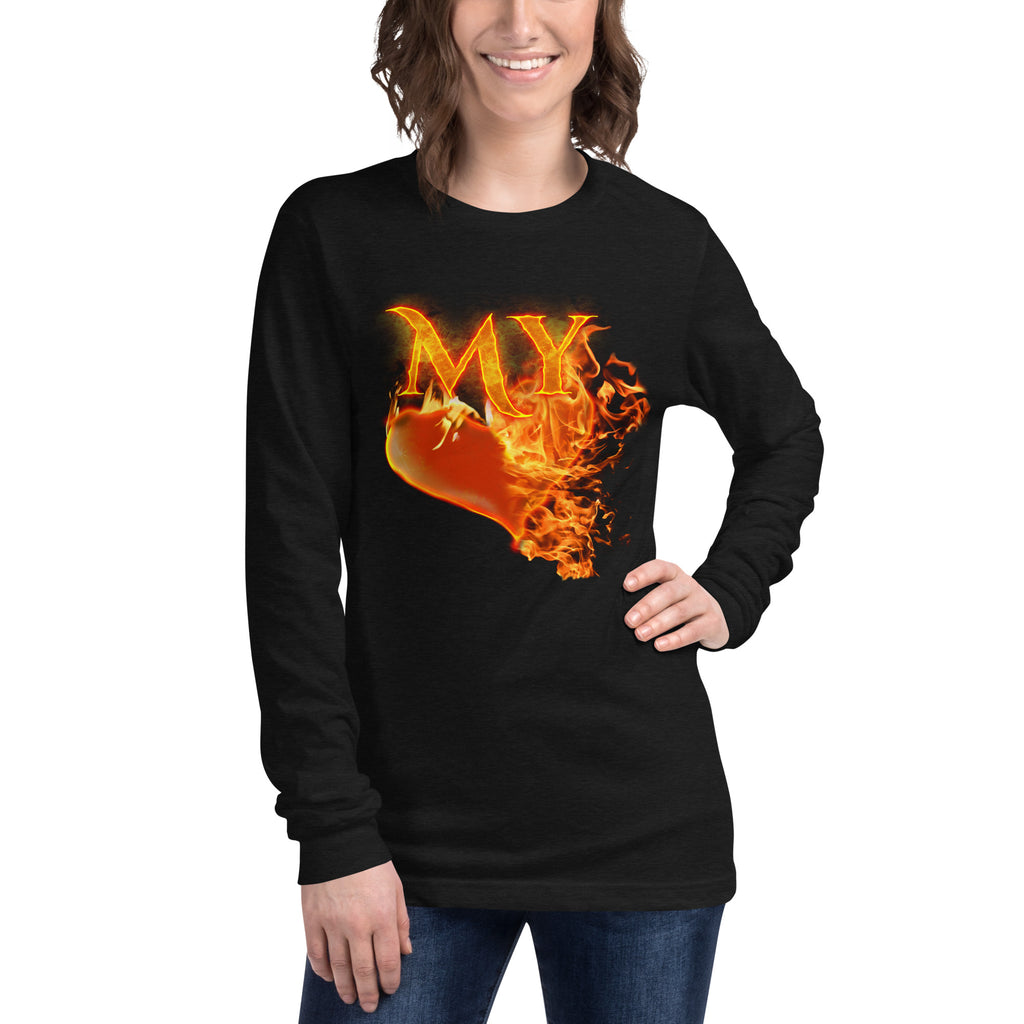 My Heart Burns For Jesus (Unisex Long Sleeve Tee) (Sizes Run Small) Gildan 2400