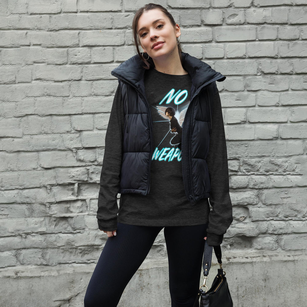 No Weapon Formed Isa 54:17 Fluorescent Blue - Unisex Long Sleeve Tee | Bella + Canvas 3501 (Sizes Run Small)