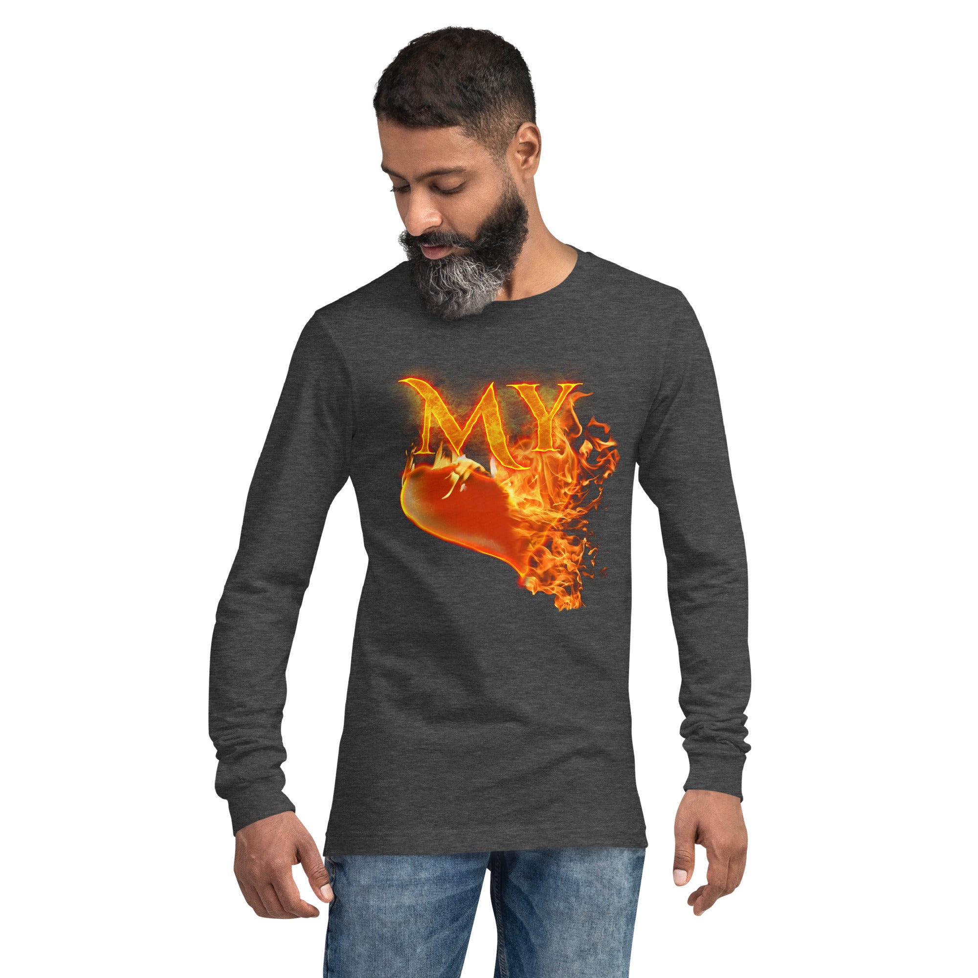 My Heart Burns For Jesus (Unisex Long Sleeve Tee) (Sizes Run Small) Gildan 2400