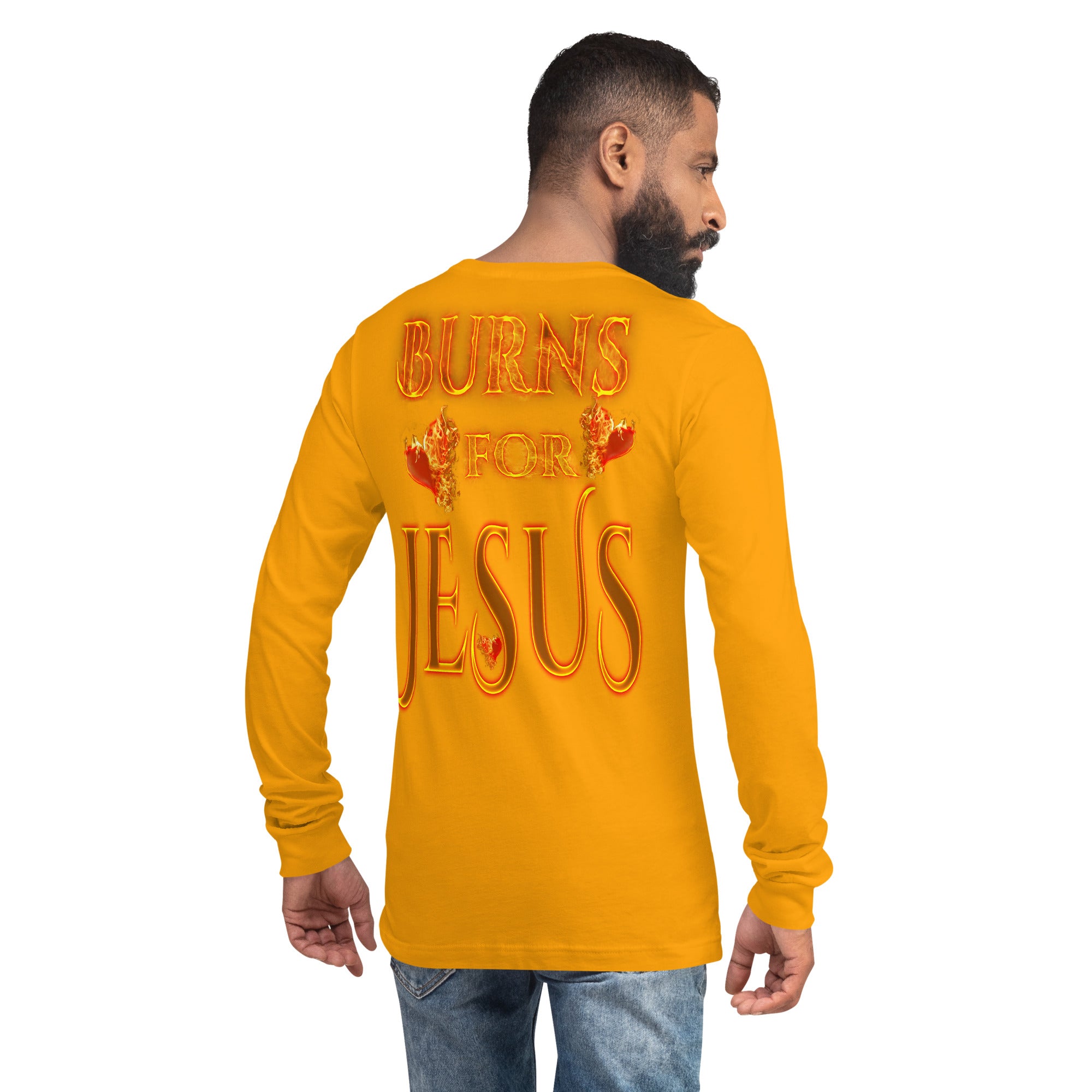My Heart Burns For Jesus (Unisex Long Sleeve Tee) (Sizes Run Small) Gildan 2400