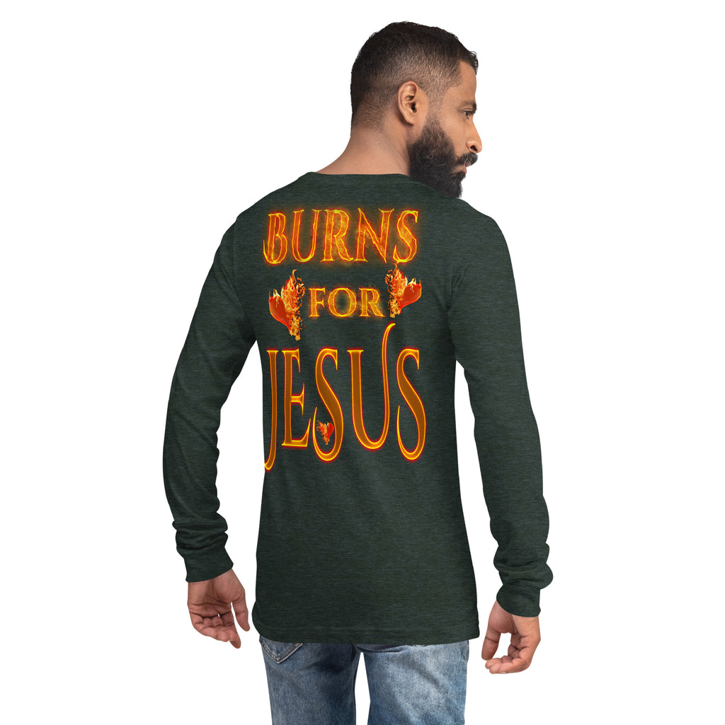 My Heart Burns For Jesus (Unisex Long Sleeve Tee) (Sizes Run Small) Gildan 2400