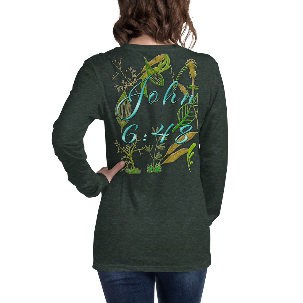 Jesus Bread of Life John 6:48 - Unisex Long Sleeve Tee | Bella + Canvas 3501 - (Sizes Run Small)