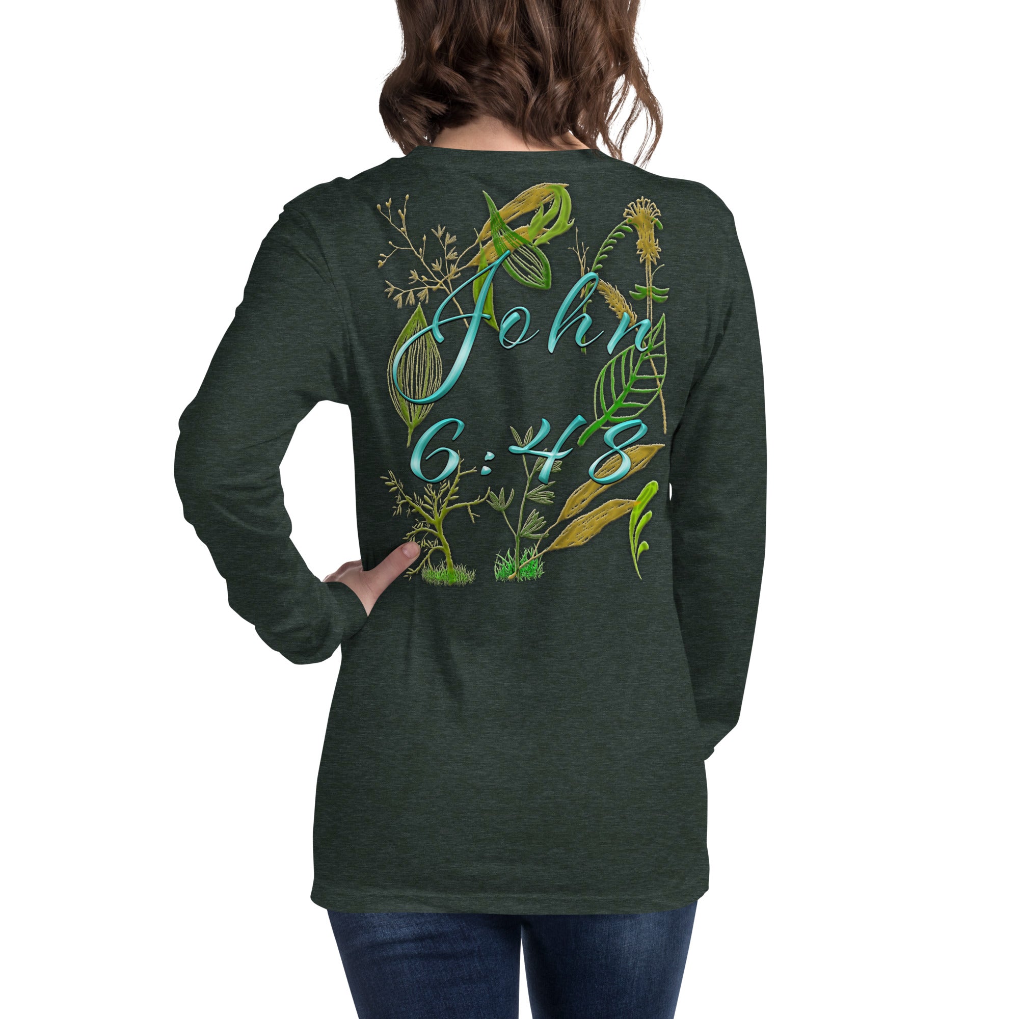 Jesus Bread of Life John 6:48 - Unisex Long Sleeve Tee | Bella + Canvas 3501 - (Sizes Run Small)