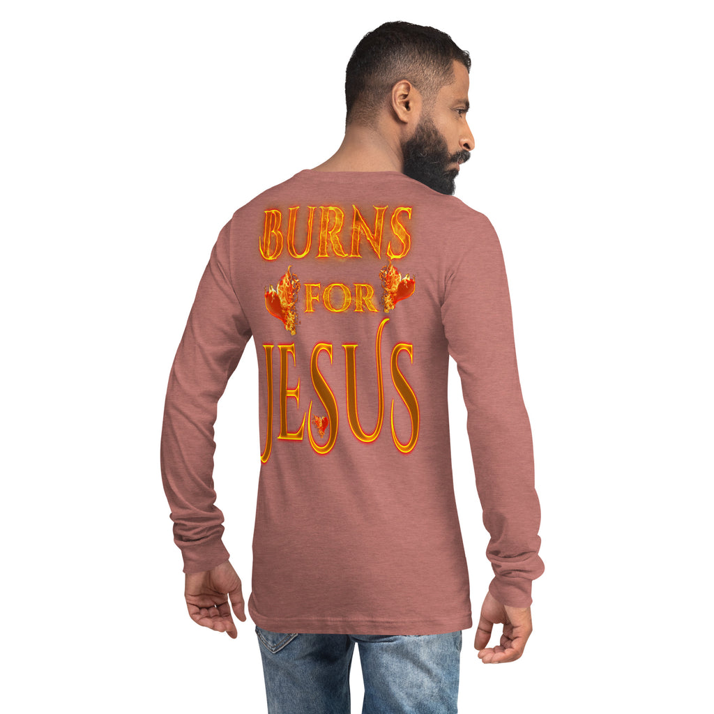 My Heart Burns For Jesus (Unisex Long Sleeve Tee) (Sizes Run Small) Gildan 2400