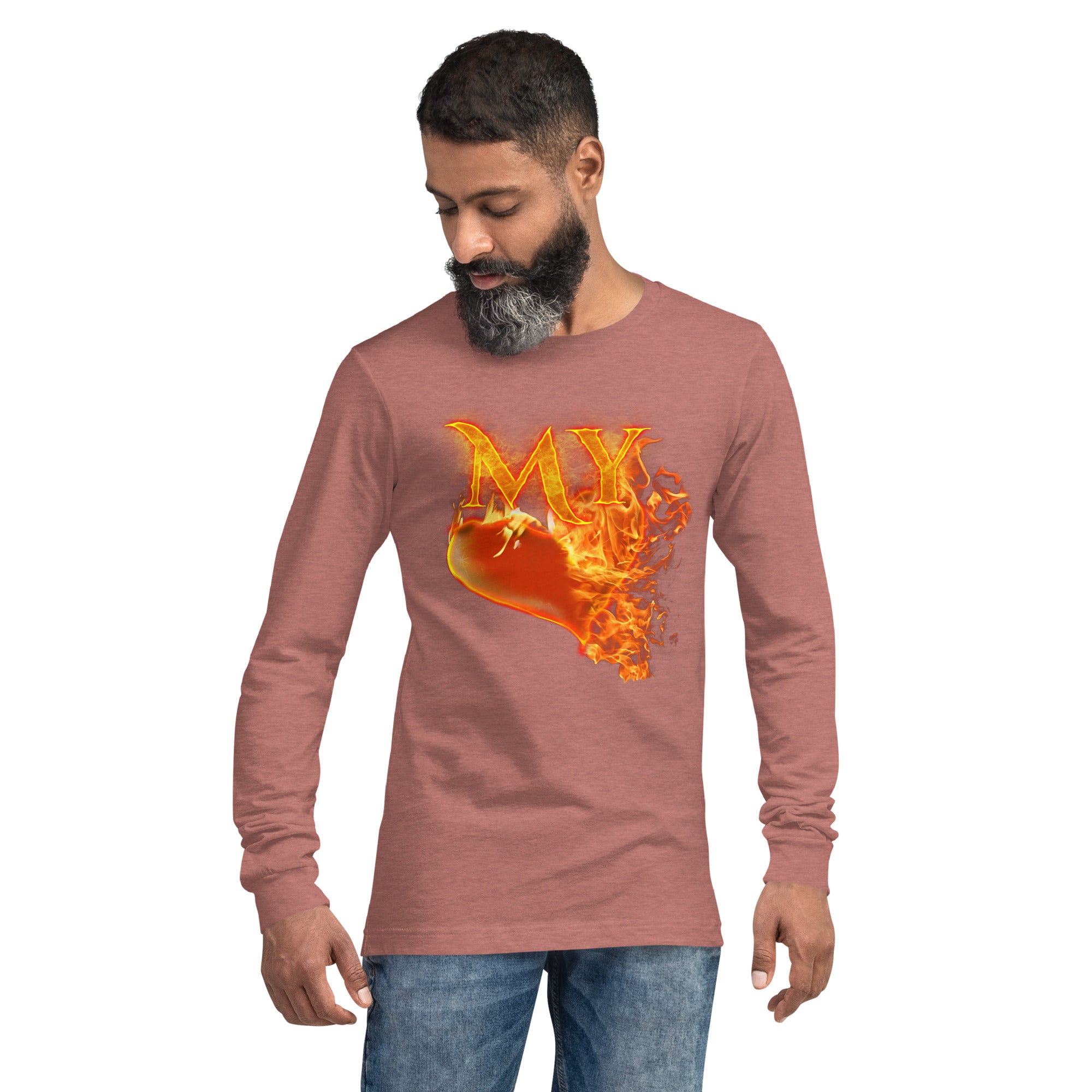 My Heart Burns For Jesus (Unisex Long Sleeve Tee) (Sizes Run Small) Gildan 2400