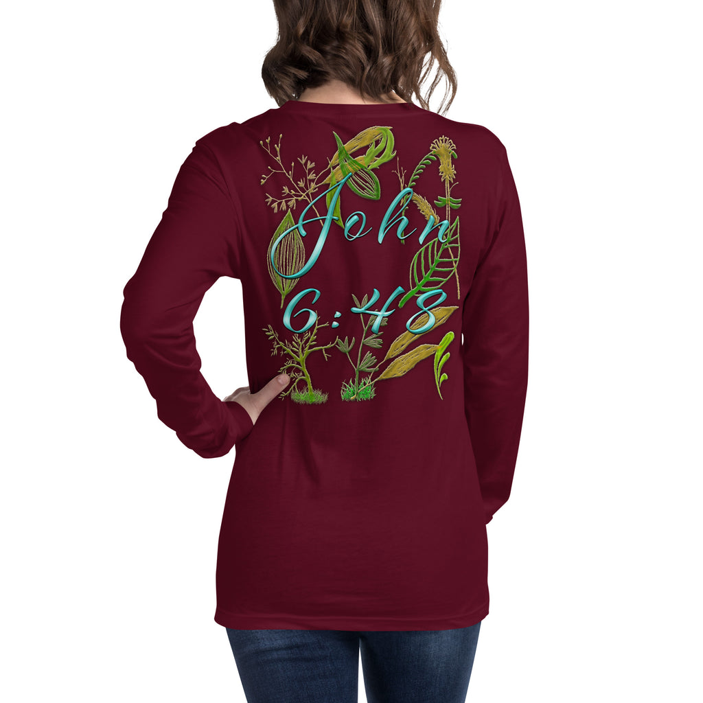 Jesus Bread of Life John 6:48 - Unisex Long Sleeve Tee | Bella + Canvas 3501 - (Sizes Run Small)
