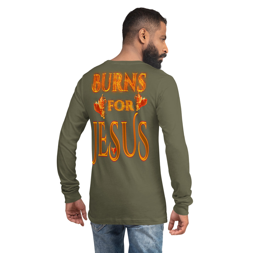 My Heart Burns For Jesus (Unisex Long Sleeve Tee) (Sizes Run Small) Gildan 2400