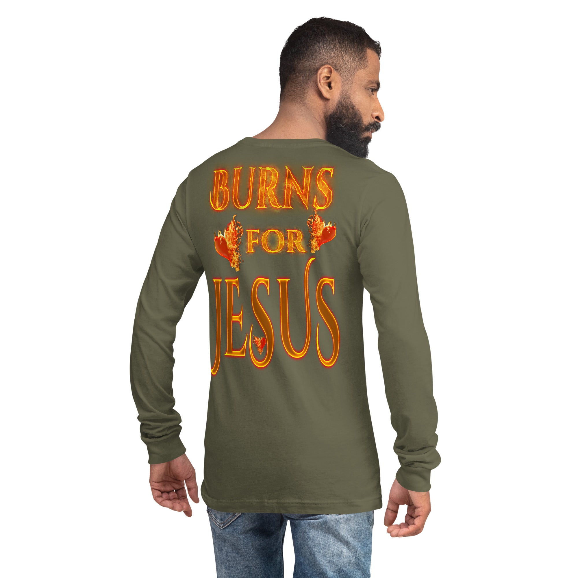 My Heart Burns For Jesus (Unisex Long Sleeve Tee) (Sizes Run Small) Gildan 2400