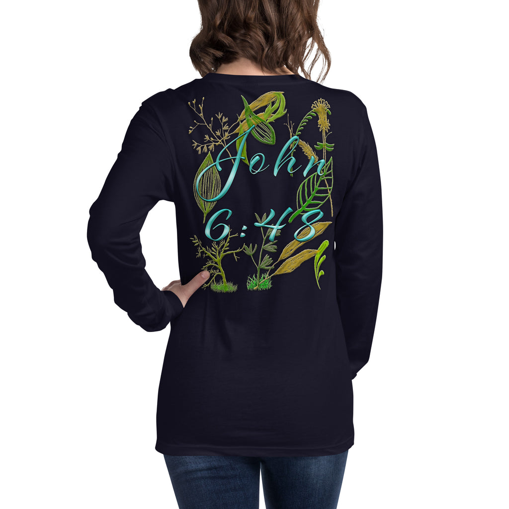 Jesus Bread of Life John 6:48 - Unisex Long Sleeve Tee | Bella + Canvas 3501 - (Sizes Run Small)