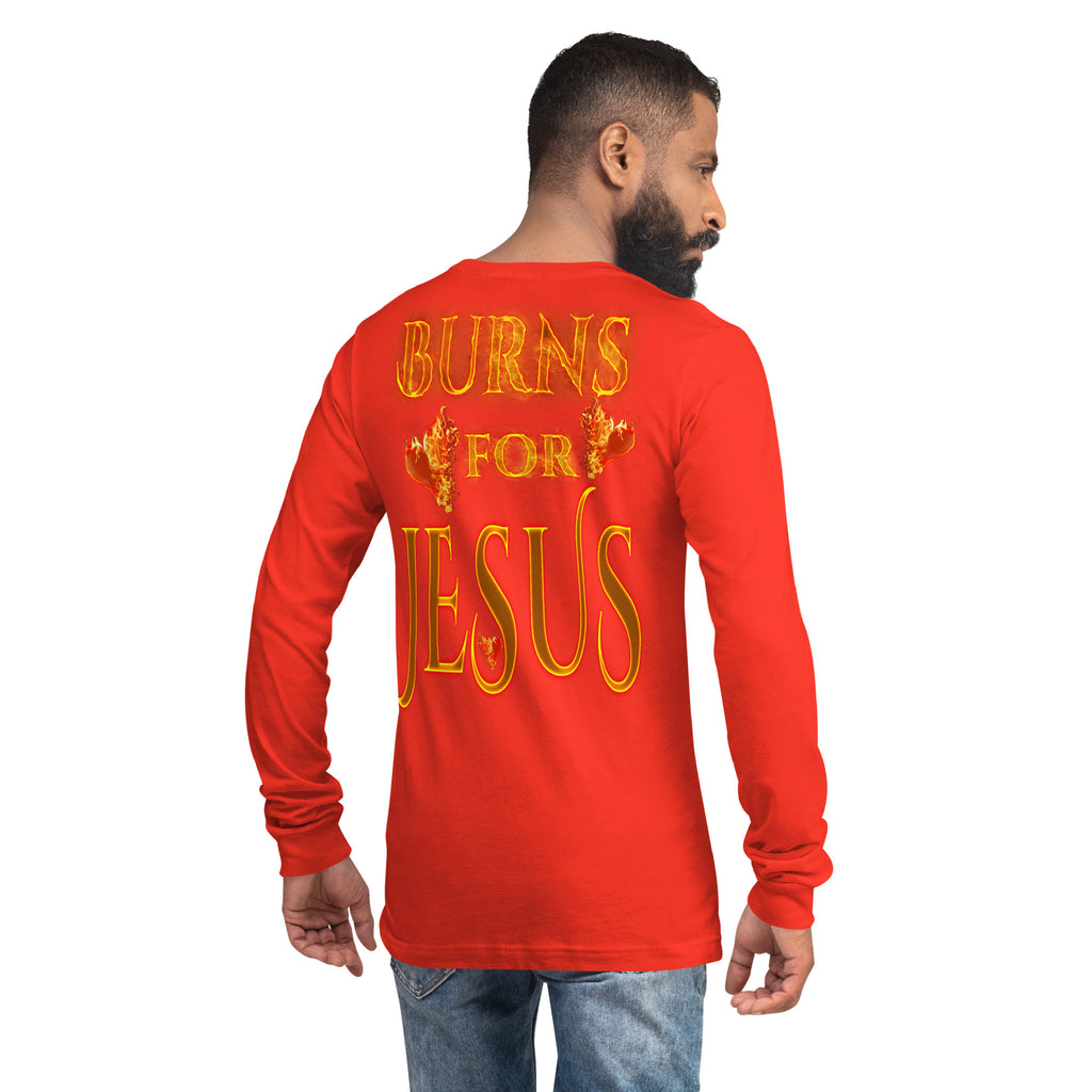 My Heart Burns For Jesus (Unisex Long Sleeve Tee) (Sizes Run Small) Gildan 2400