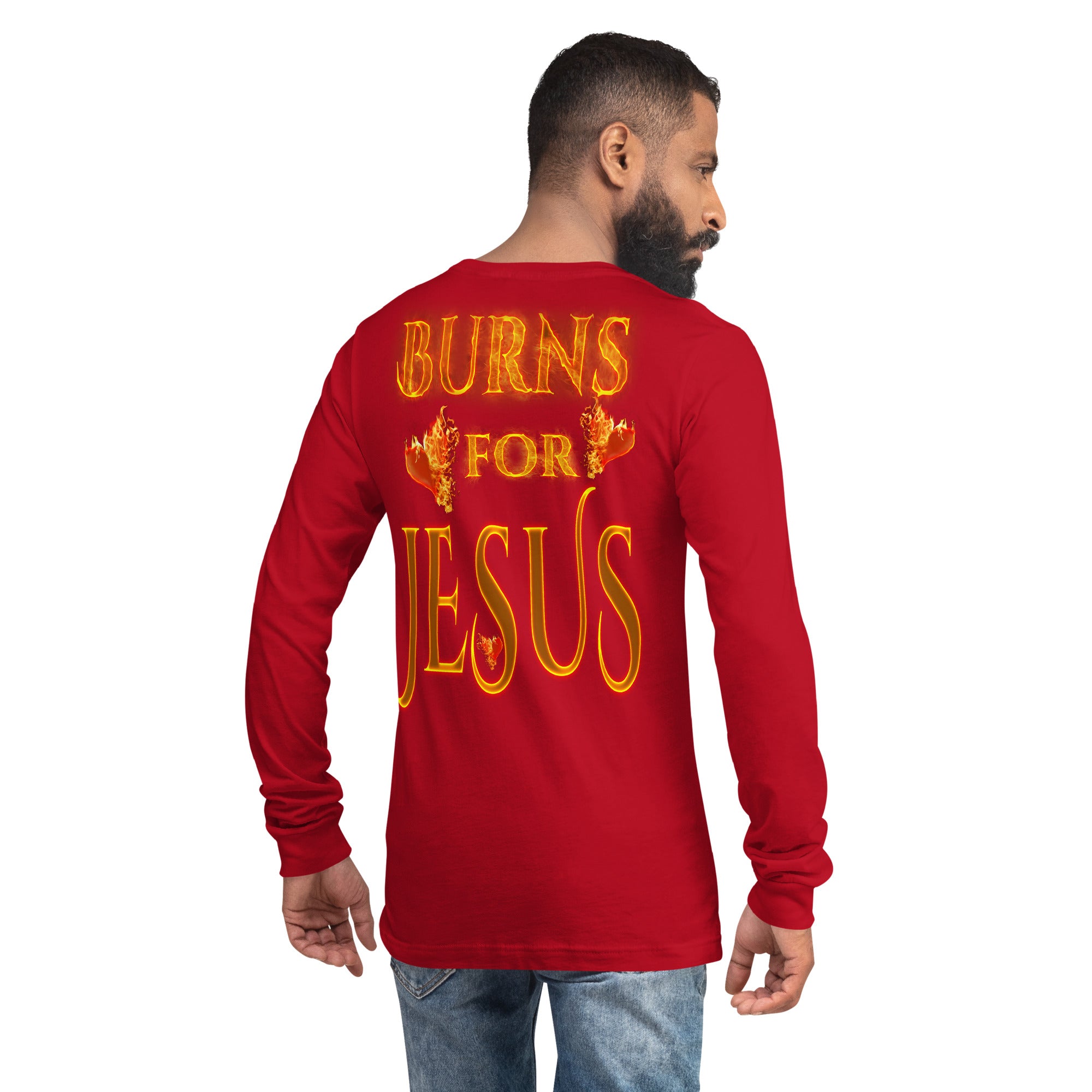 My Heart Burns For Jesus (Unisex Long Sleeve Tee) (Sizes Run Small) Gildan 2400