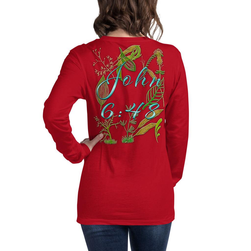 Jesus Bread of Life John 6:48 - Unisex Long Sleeve Tee | Bella + Canvas 3501 - (Sizes Run Small)