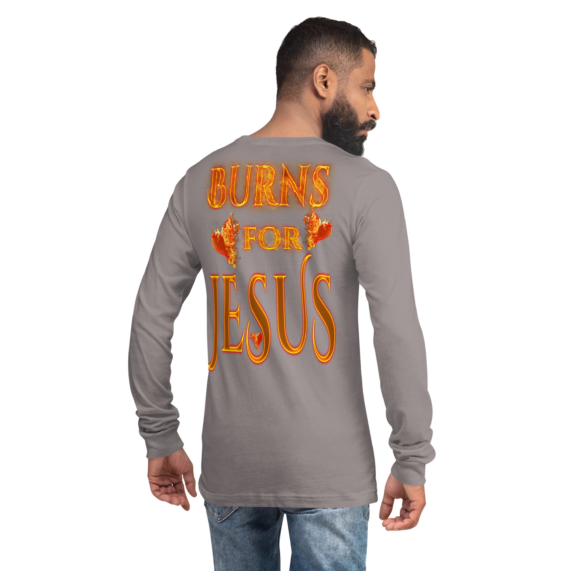 My Heart Burns For Jesus (Unisex Long Sleeve Tee) (Sizes Run Small) Gildan 2400