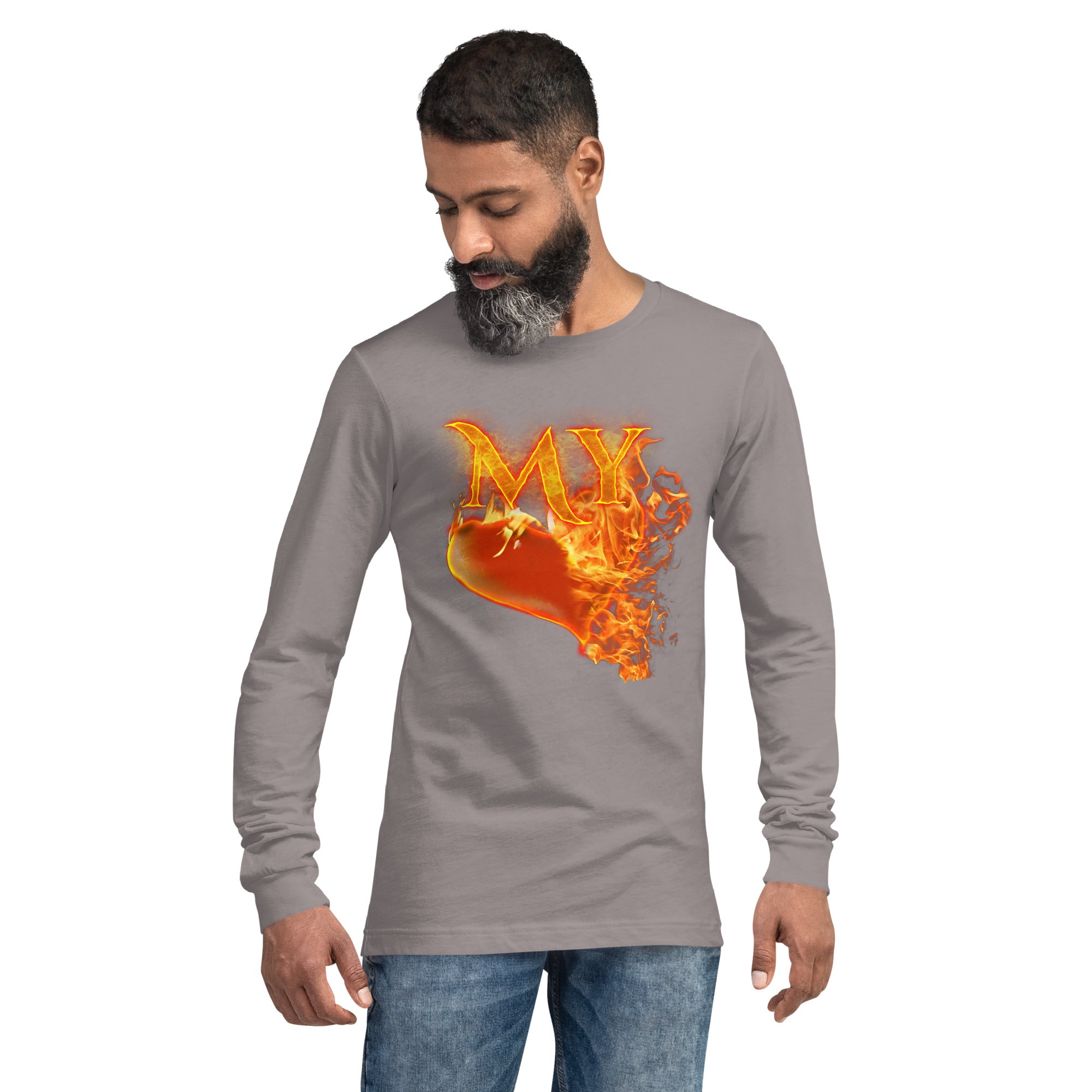 My Heart Burns For Jesus (Unisex Long Sleeve Tee) (Sizes Run Small) Gildan 2400