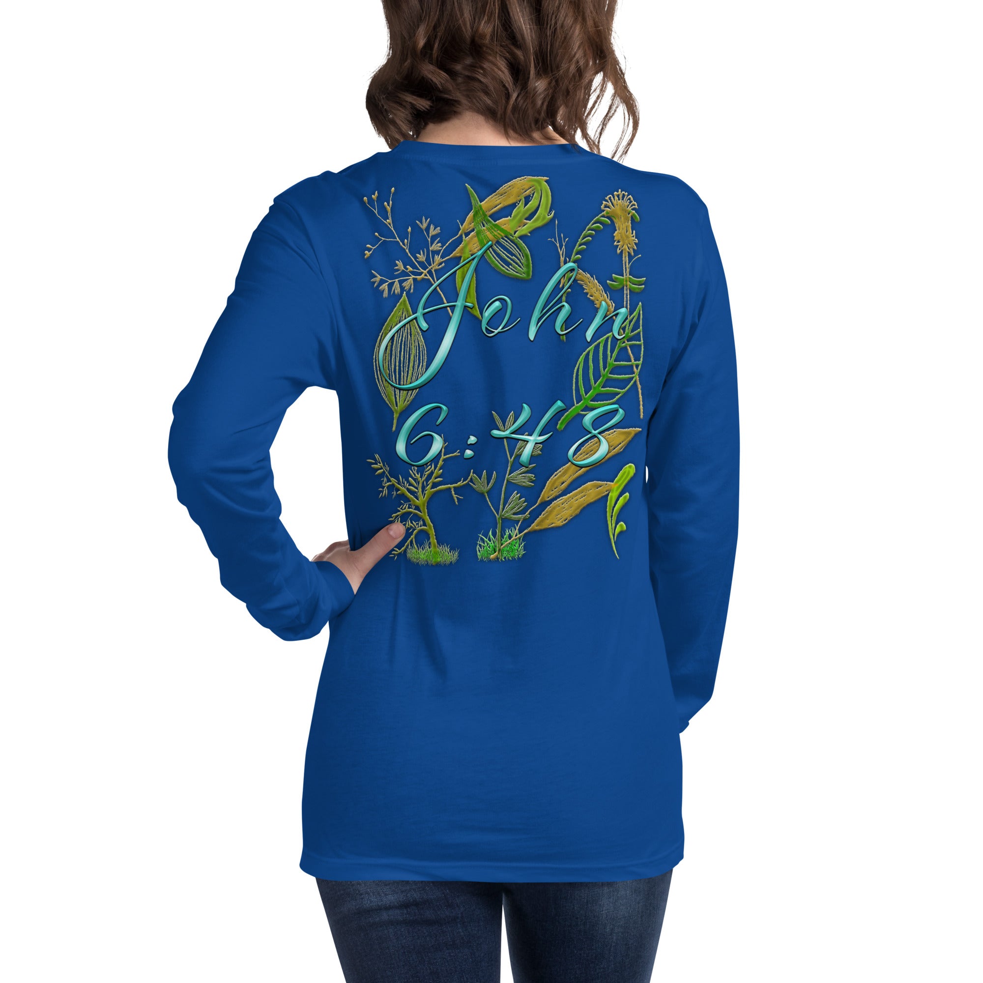 Jesus Bread of Life John 6:48 - Unisex Long Sleeve Tee | Bella + Canvas 3501 - (Sizes Run Small)