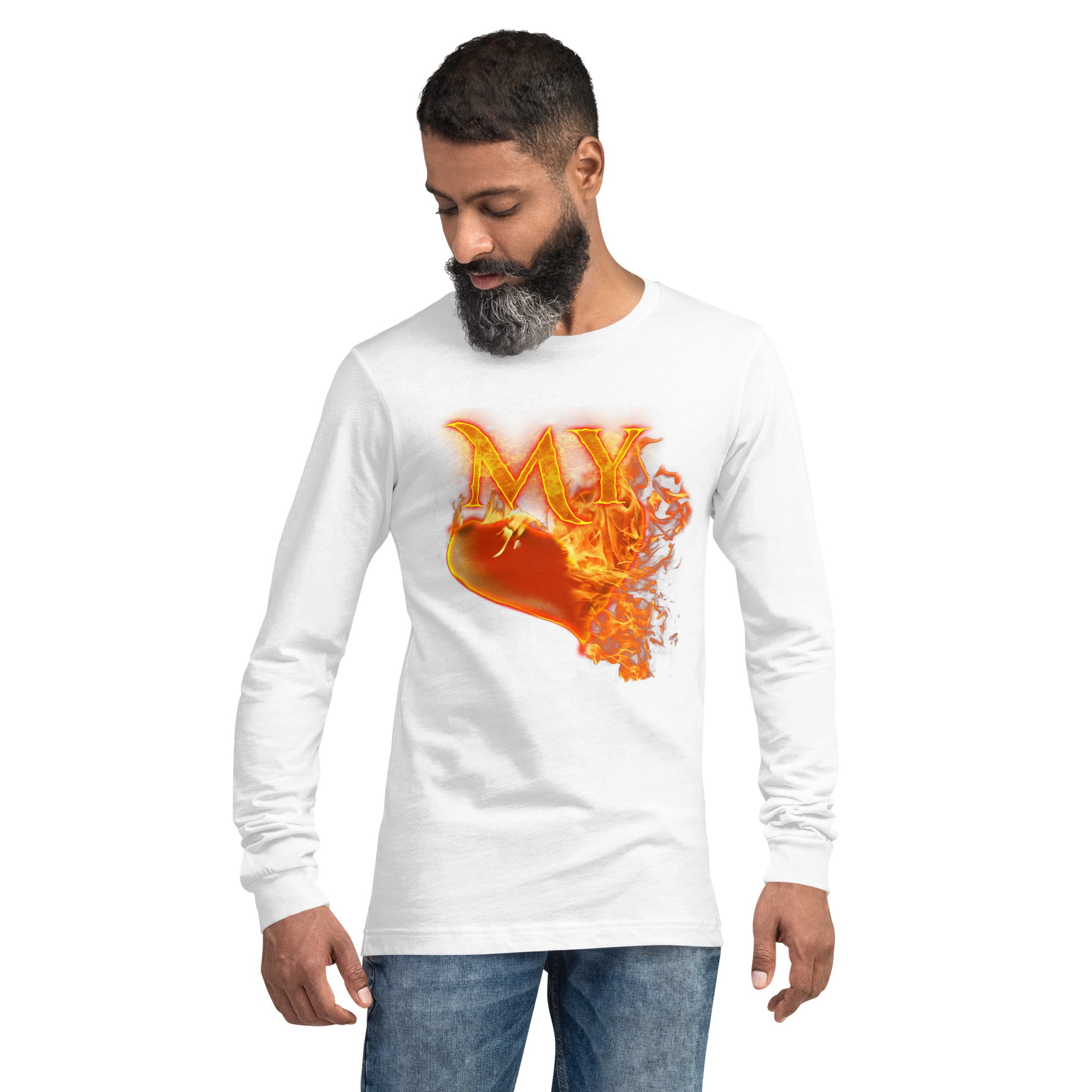 My Heart Burns For Jesus (Unisex Long Sleeve Tee) (Sizes Run Small) Gildan 2400