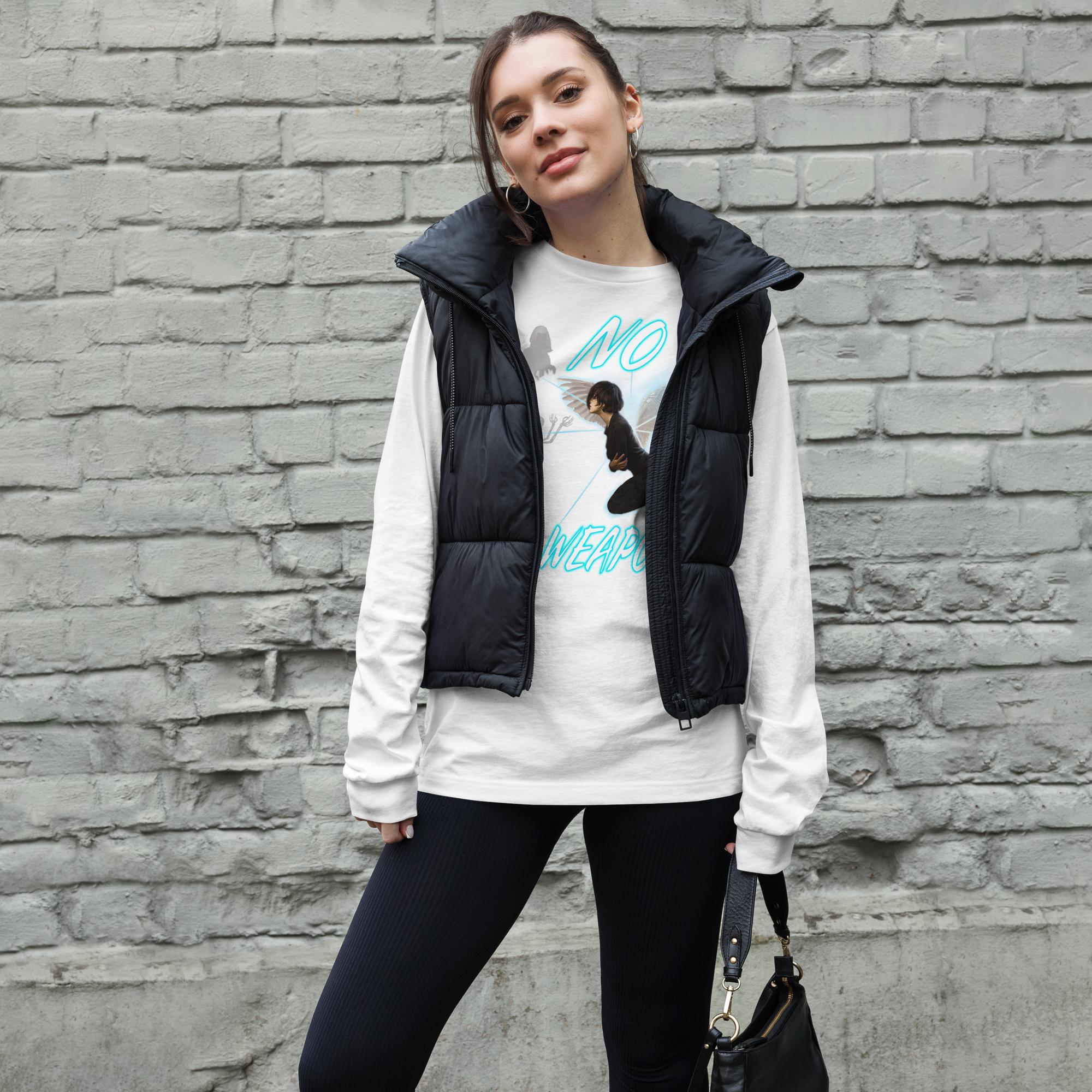 No Weapon Formed Isa 54:17 Fluorescent Blue - Unisex Long Sleeve Tee | Bella + Canvas 3501 (Sizes Run Small)