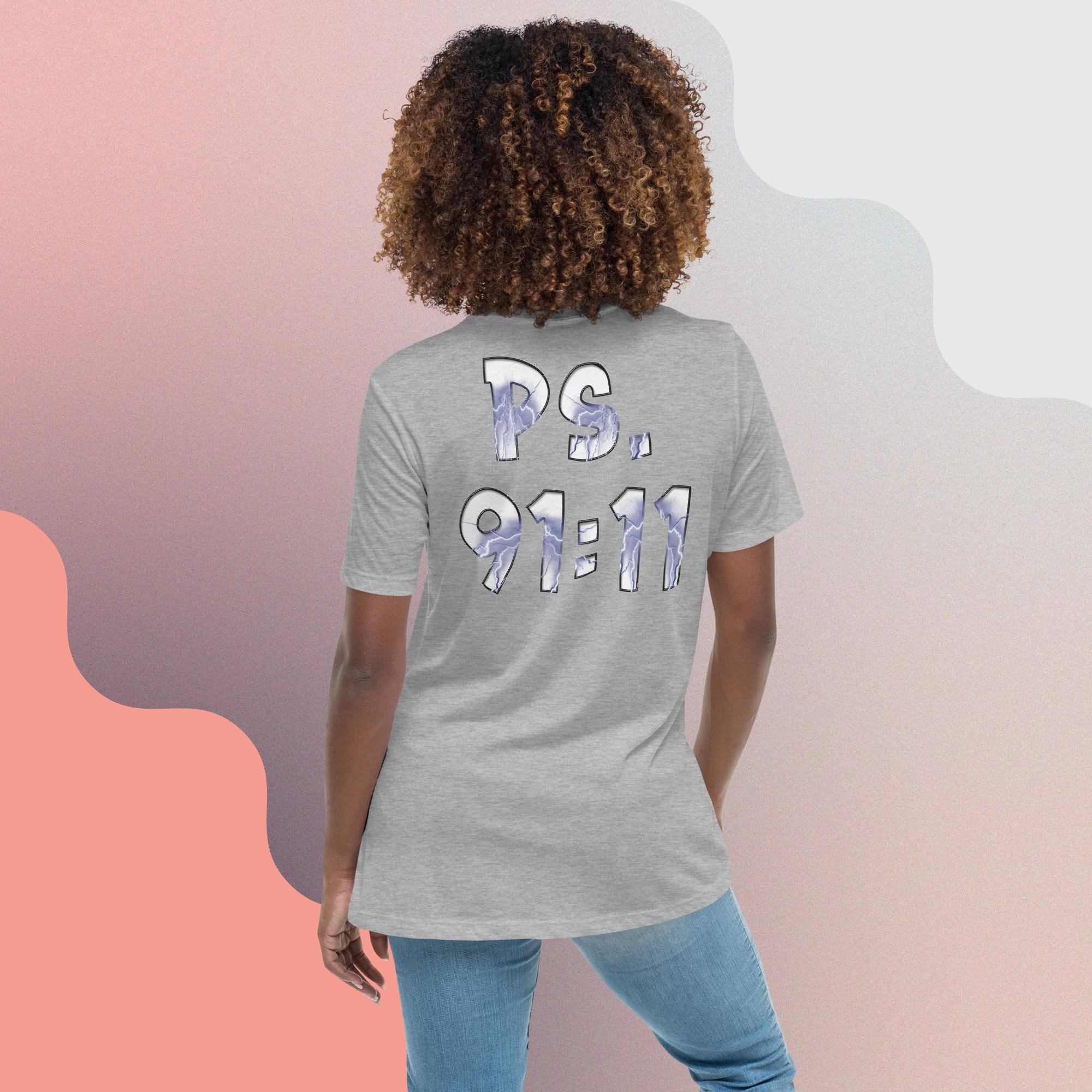 Ps. 91:11 - Blue Fire Angel - Women's Relaxed T-Shirt