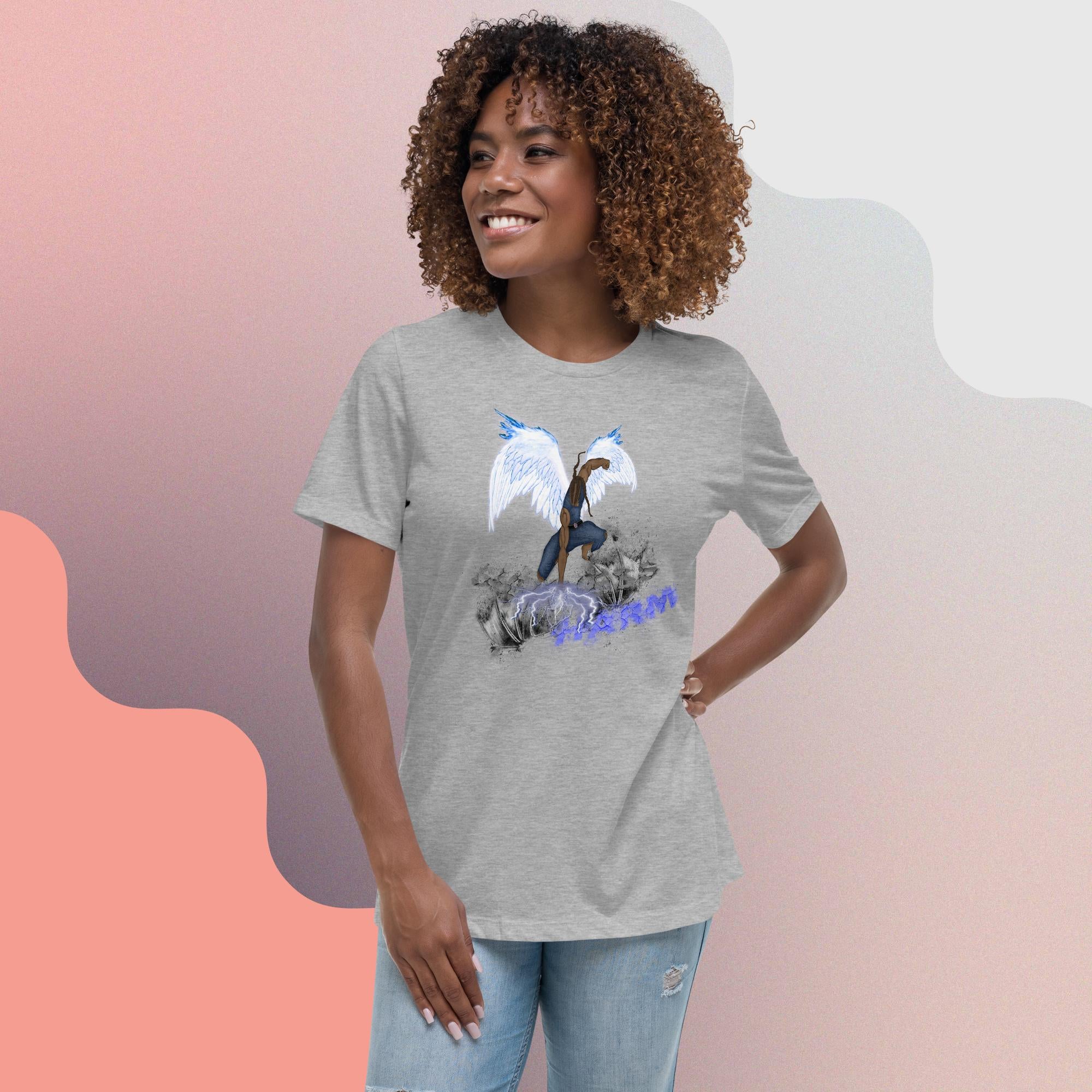 Ps. 91:11 - Blue Fire Angel - Women's Relaxed T-Shirt