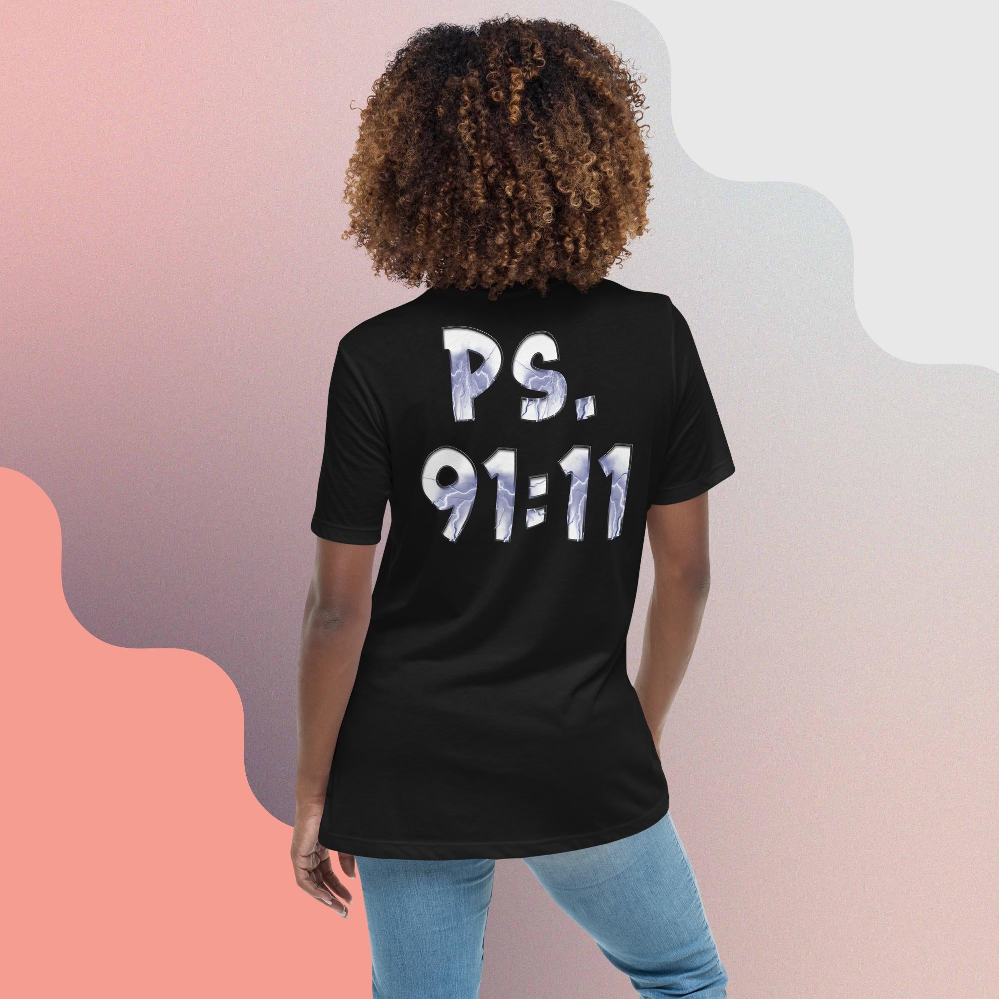 Ps. 91:11 - Blue Fire Angel - Women's Relaxed T-Shirt