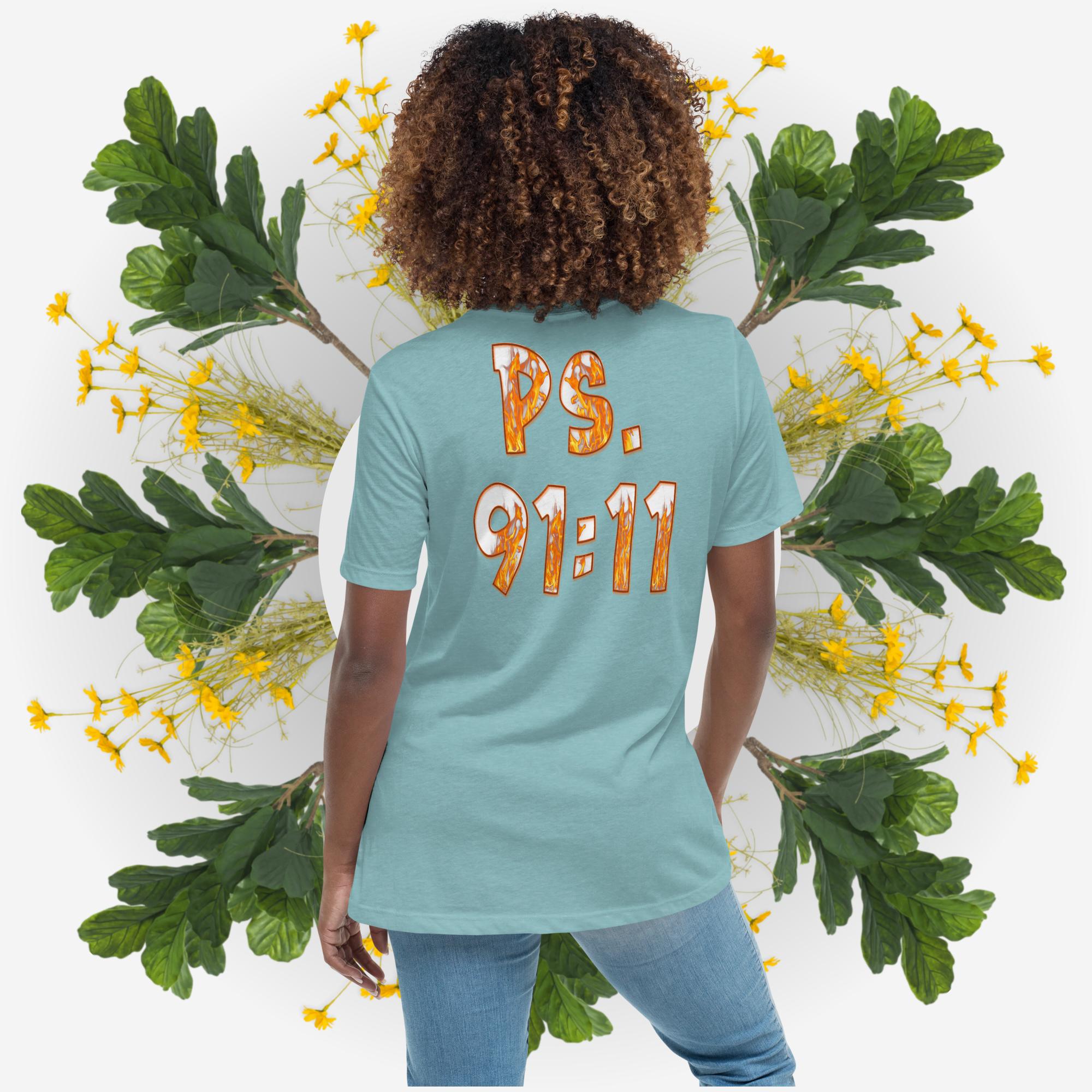 Ps. 91:11 Angel Fire Orange - Women's Relaxed T-Shirt