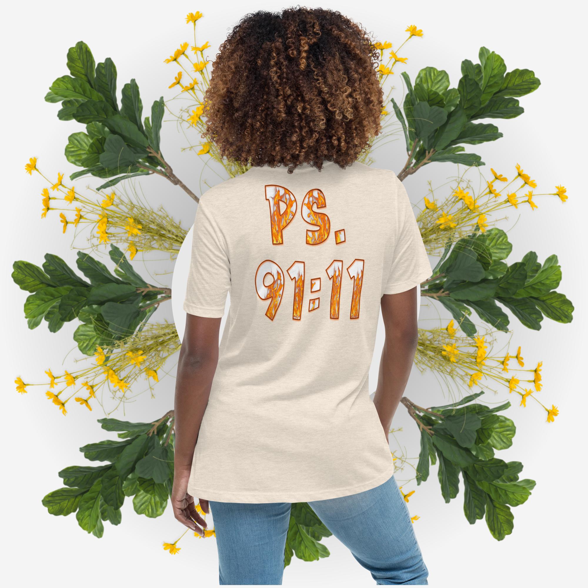 Ps. 91:11 Angel Fire Orange - Women's Relaxed T-Shirt