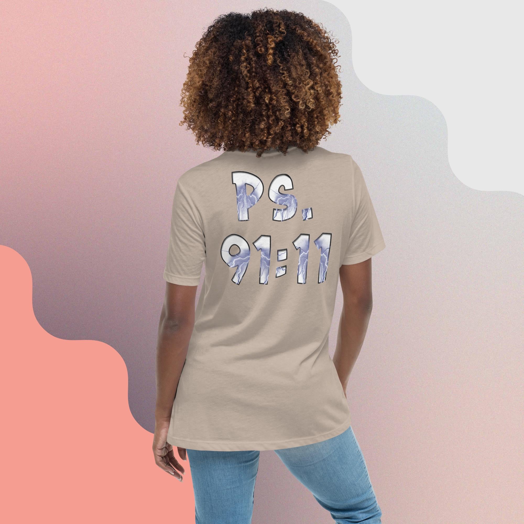 Ps. 91:11 - Blue Fire Angel - Women's Relaxed T-Shirt