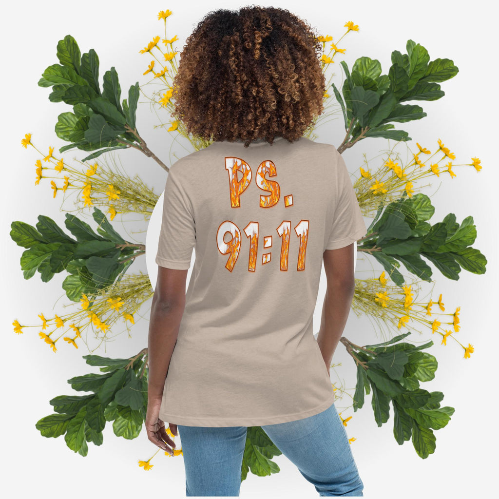 Ps. 91:11 Angel Fire Orange - Women's Relaxed T-Shirt