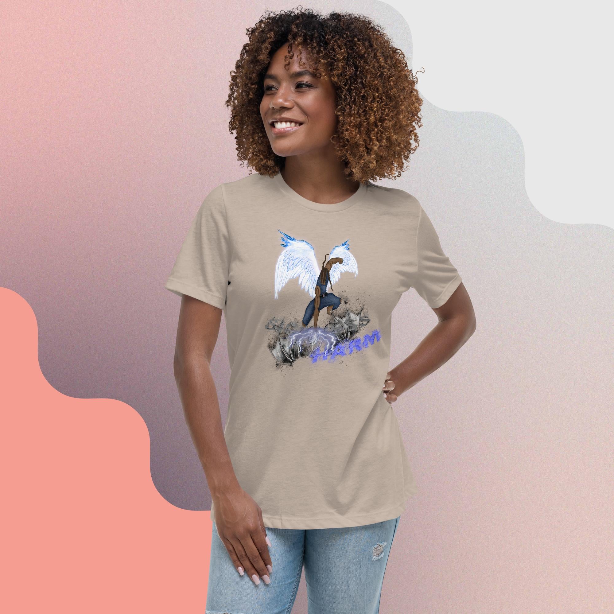 Ps. 91:11 - Blue Fire Angel - Women's Relaxed T-Shirt